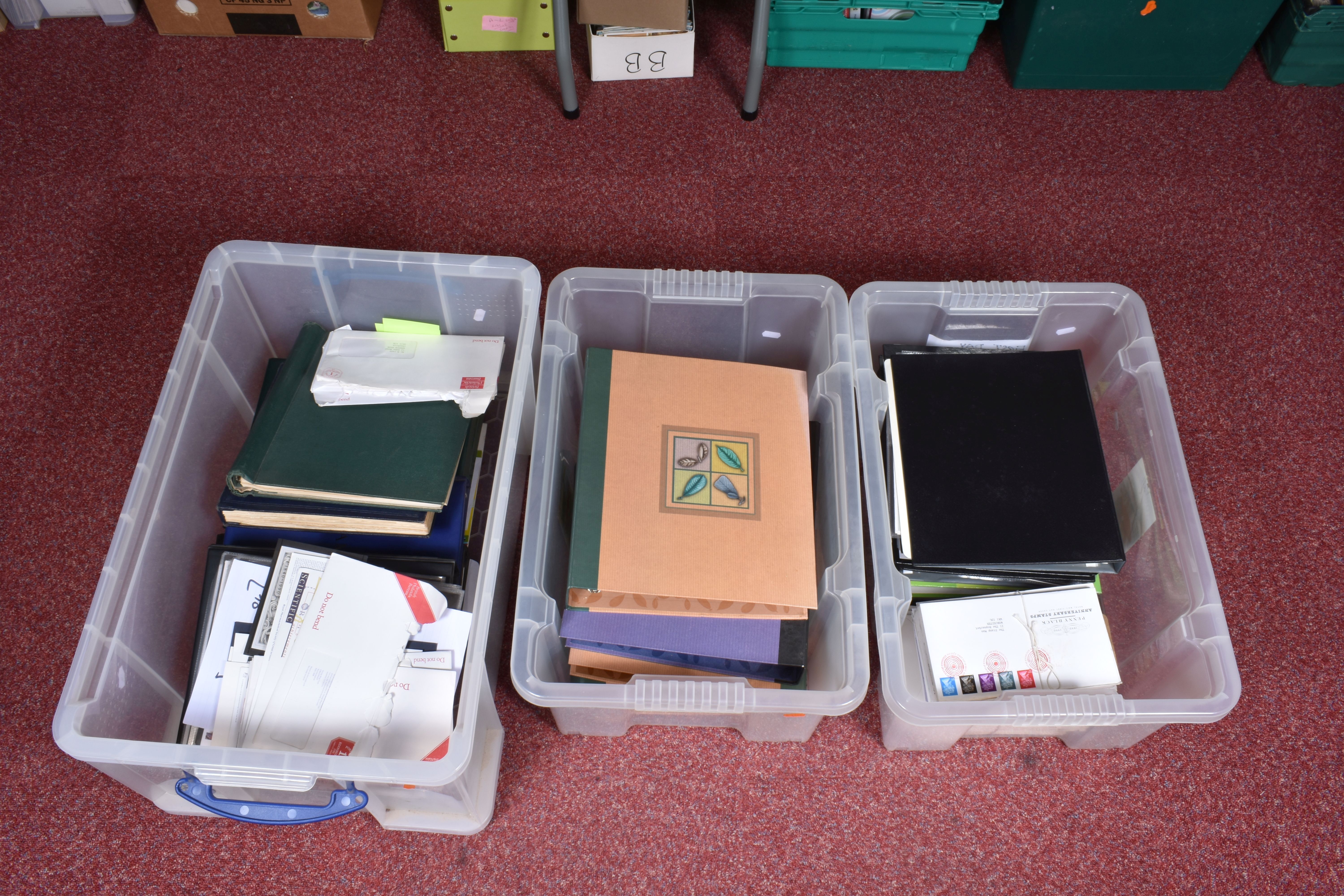 LARGE COLLECTION IN 4 BOXES. Commences with world wide used ranges in stockbooks. Main value in