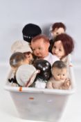 A COLLECTION OF ASSORTED LARGER COMPOSITION DOLLS, assorted types and sizes, all in playworn