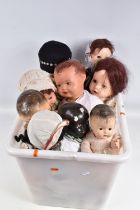 A COLLECTION OF ASSORTED LARGER COMPOSITION DOLLS, assorted types and sizes, all in playworn