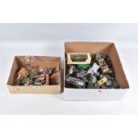 TWO BOXES OF MIXED MODEL MILITARY VEHICLES, FIGURES AND PERSONNEL, to include various model tanks