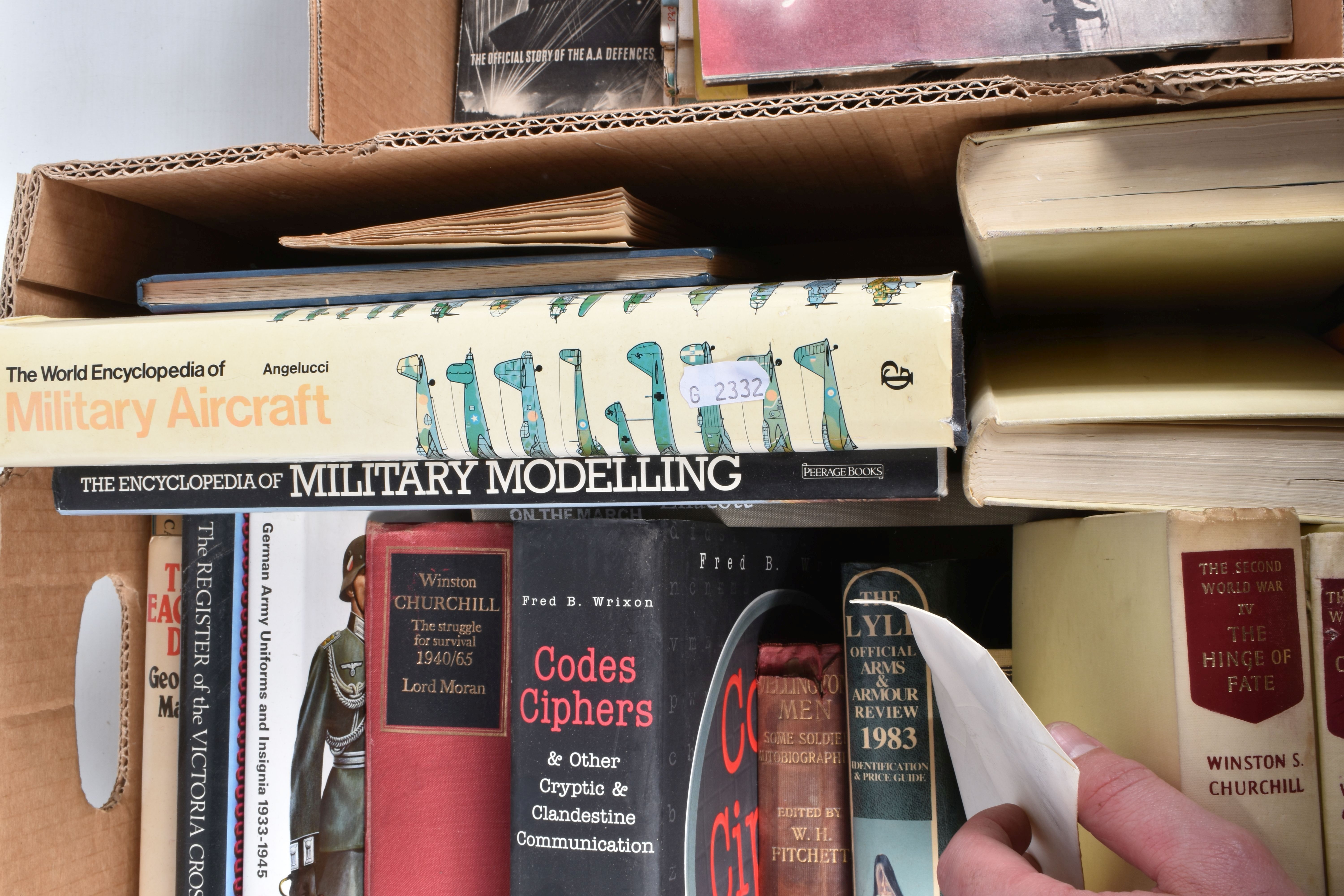 TWO BOXES OF MILITARY RELATED HARDBACK AND PAPERBACK BOOKS AND OTHER MILITARY ITEMS, books include - Image 9 of 9