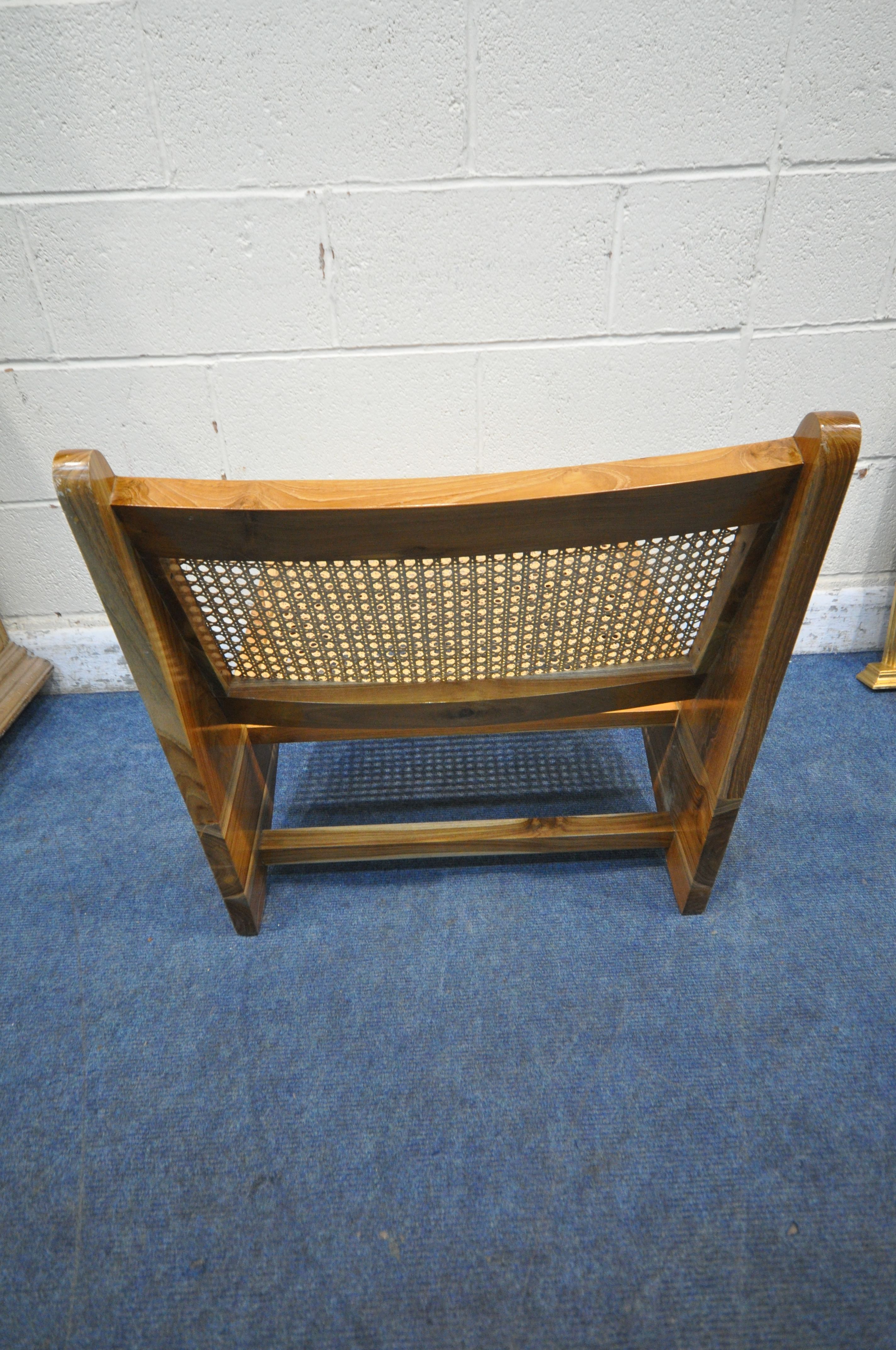 IN THE MANNER OF PIERRE JEANNERET FOR CHANDIGARH, A MID CENTURY HARDWOOD KANGAROO CHAIR, with cane - Image 3 of 5