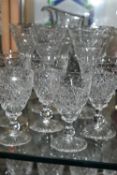 A GROUP OF STUART CRYSTAL 'BEACONSFIELD' PATTERN WINE GLASSES, comprising a 'Summer Flowers'
