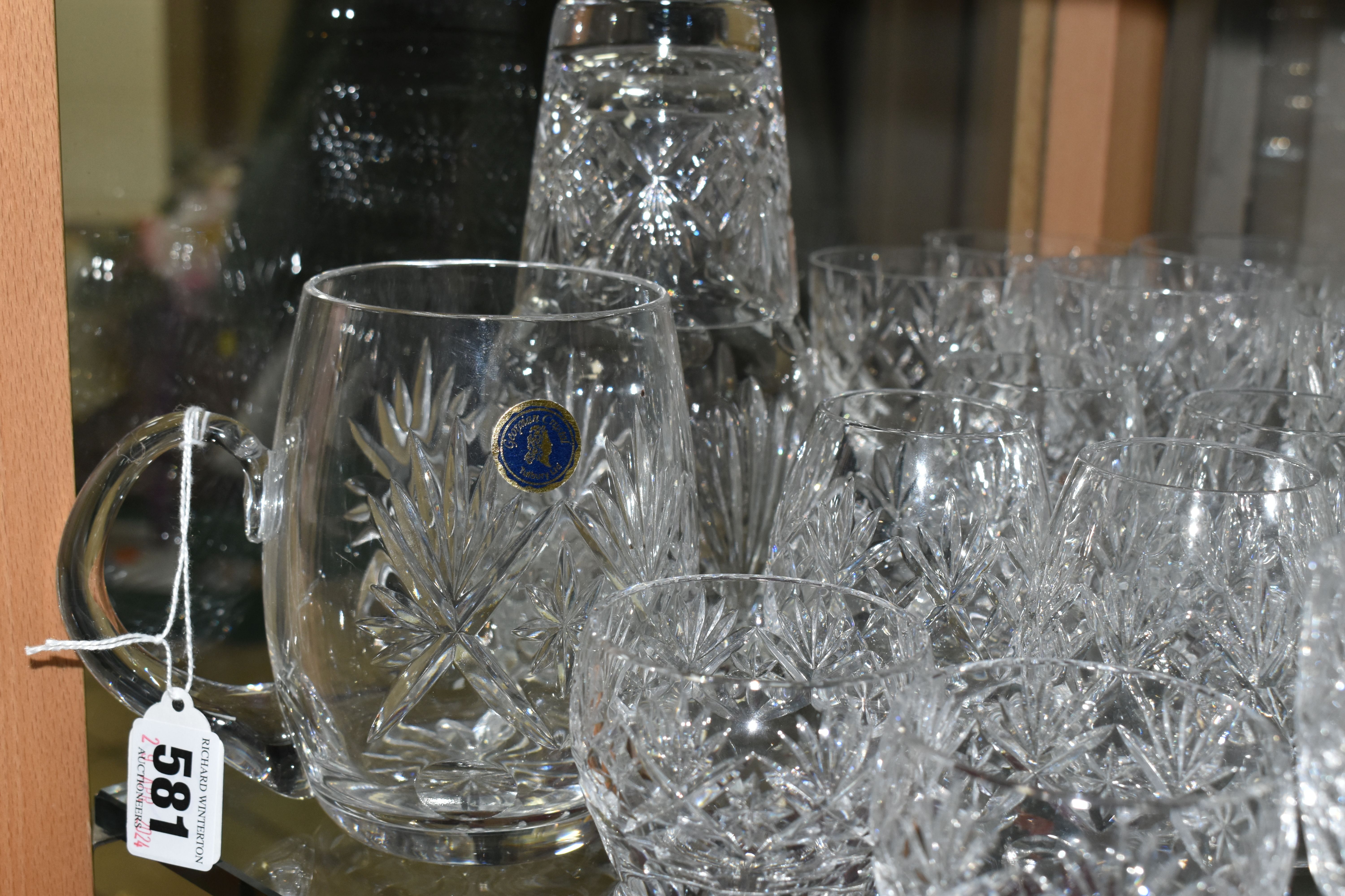 A QUANTITY OF CUT GLASS DRINKING GLASSES, mainly sets or part sets of glasses, tumblers, sherry - Image 11 of 13