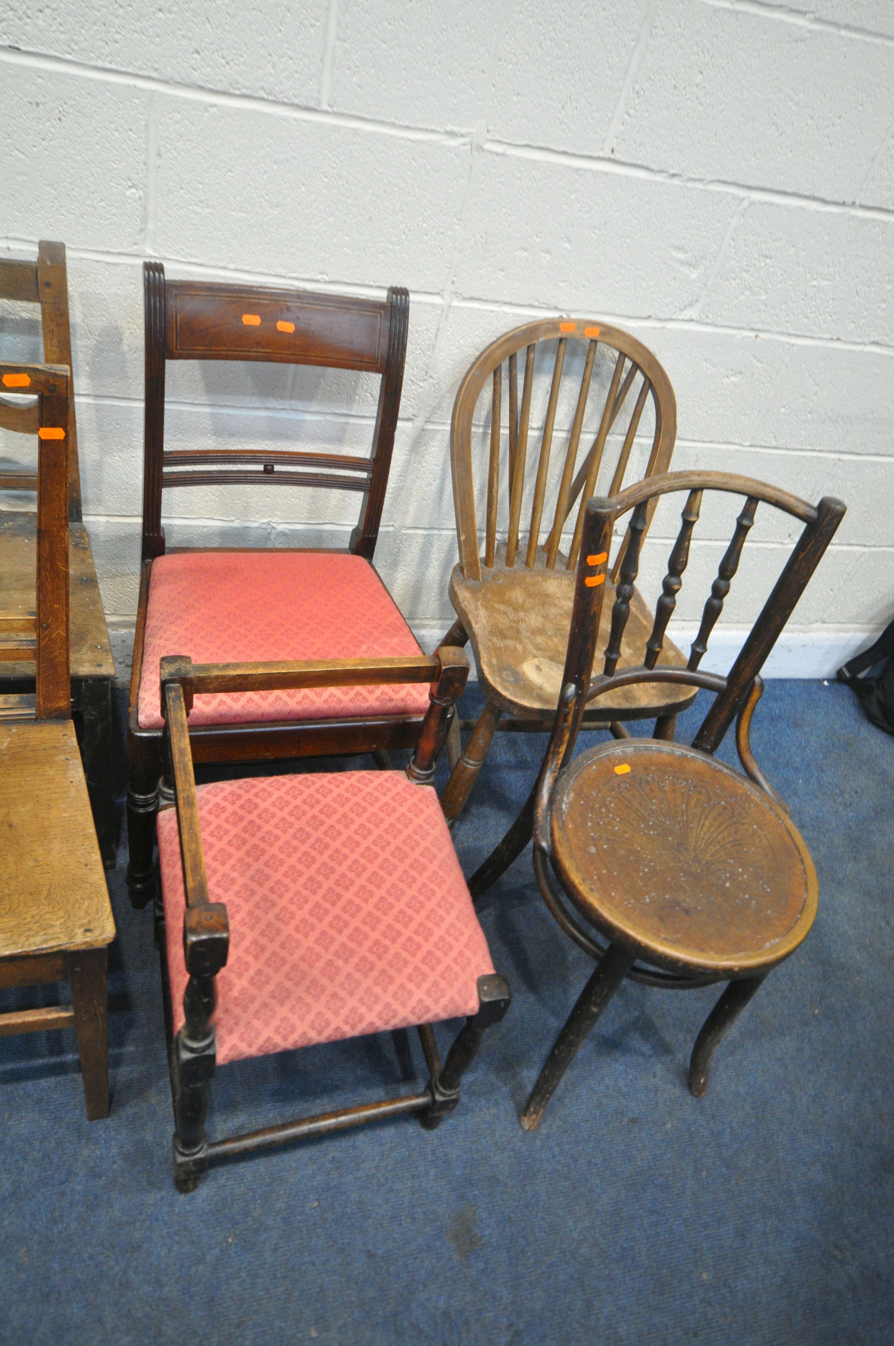 A VARIETY OF CHAIRS, to include a rest assured mini chair, a pair of Edwardian chairs, three oak - Image 5 of 5