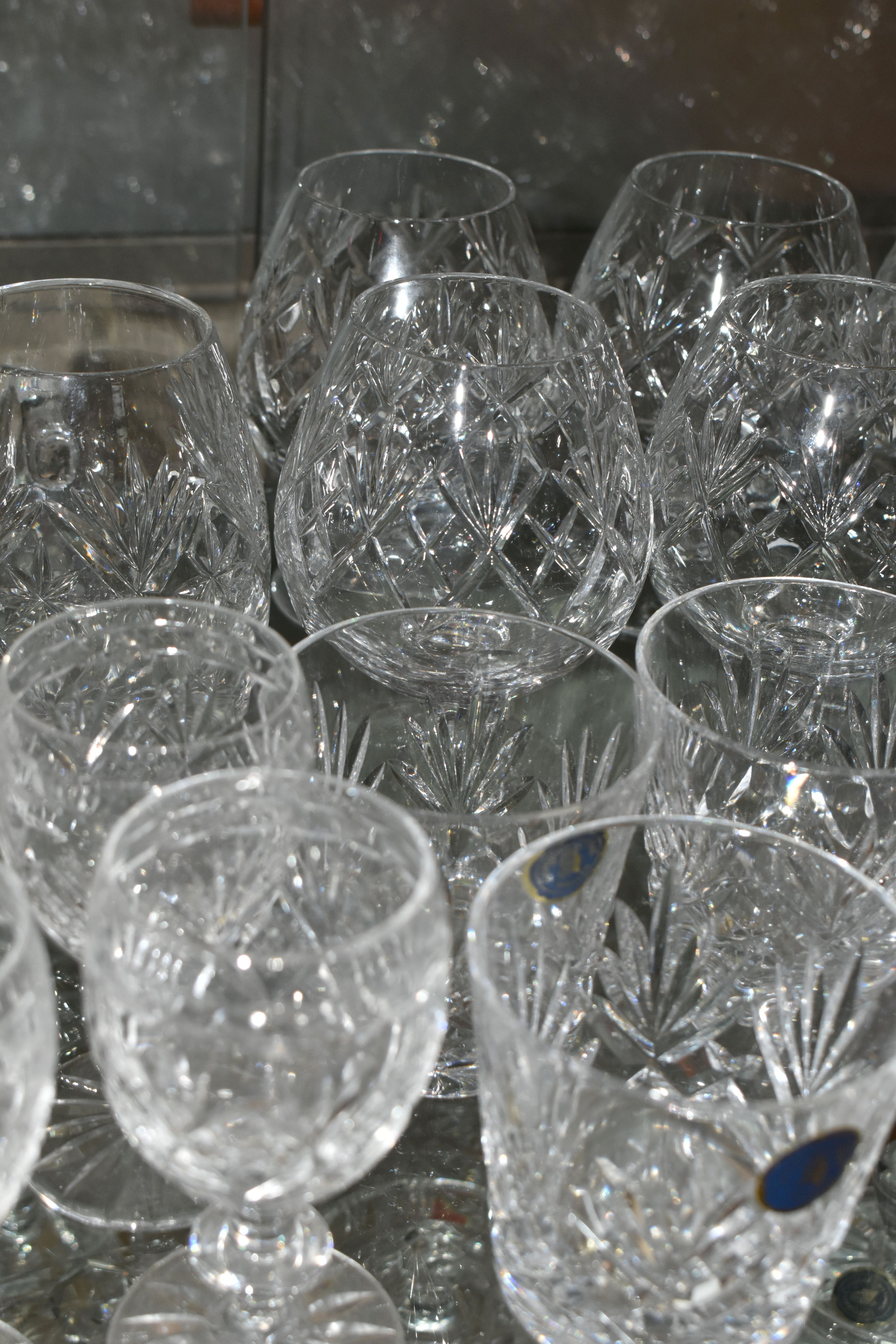 A QUANTITY OF CUT GLASS DRINKING GLASSES, mainly sets or part sets of glasses, tumblers, sherry - Image 8 of 13