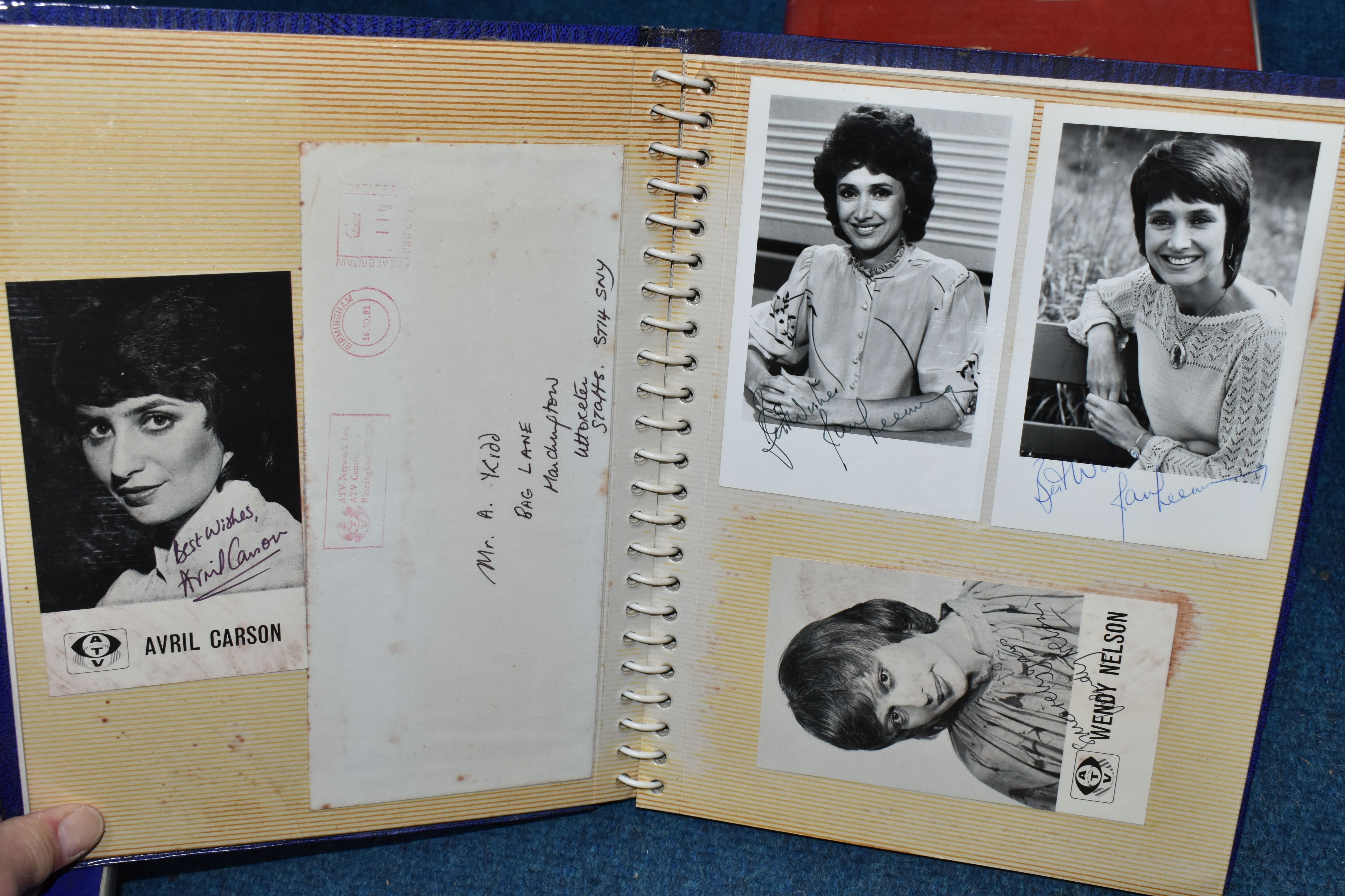 A BOX OF AUTOGRAPHS, in six adhesive albums, mainly signed studio cards and photographs, early - Image 13 of 17