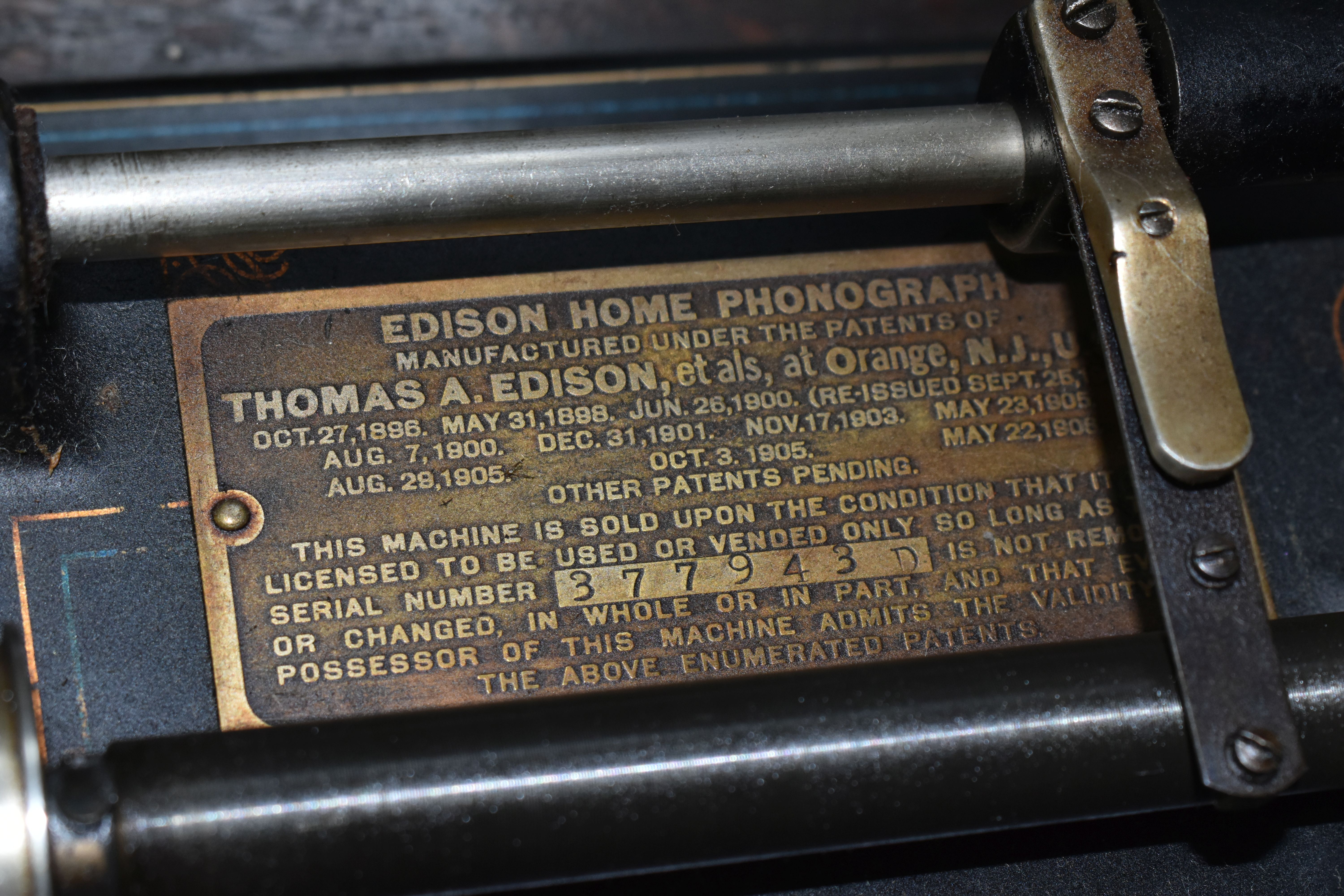 TWO EDISON PHONOGRAPHS AND A BOX OF ASSOCIATED RECORDS, comprising an Edison Standard Phonograph, - Image 12 of 23