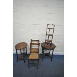 A SELECTION OF 20TH CENTURY OCCASIONAL FURNITURE, to include an octagonal centre table, raised on