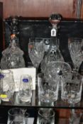 A SELECTION OF ROYAL DOULTON CRYSTAL GIFTWARES ETC, comprising a boxed decanter with four wine