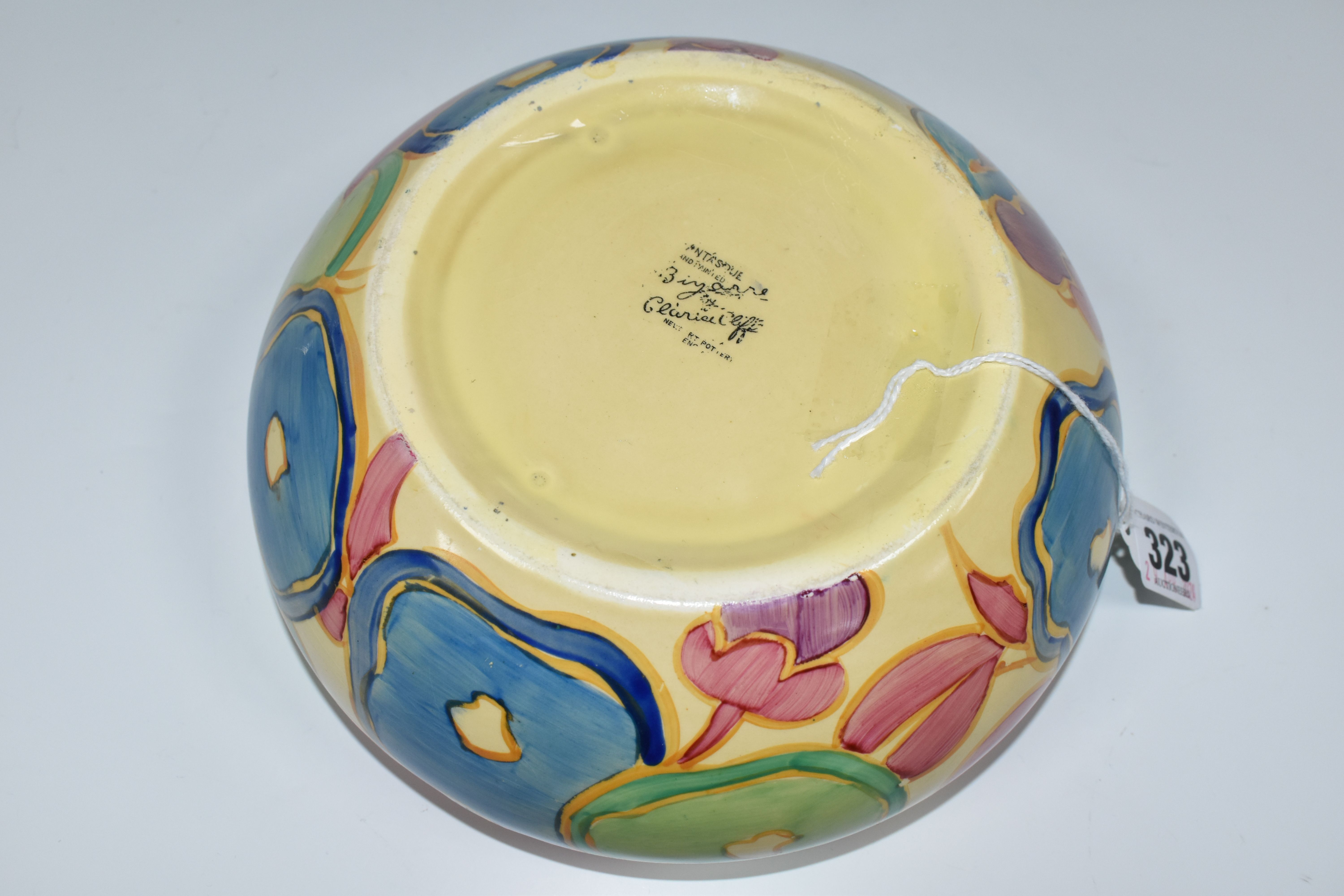 A CLARICE CLIFF FANTASQUE BIZARRE BOWL, in Blue Chintz pattern, painted with blue, pink and green - Image 5 of 5