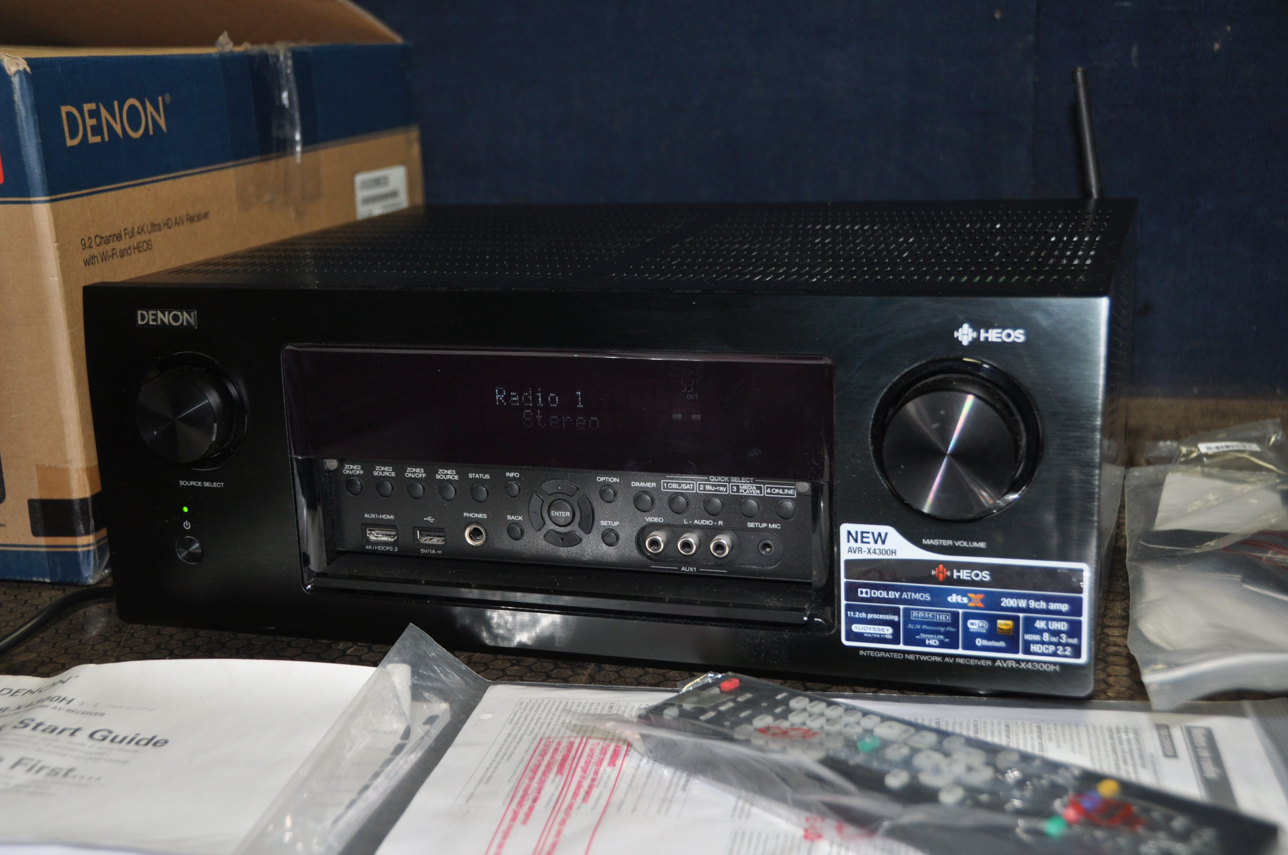 A DENON AVR-X4300H 9:2 AV RECEIVER AMPLIFIER IN ORIGINAL PACKAGING with manual, remote etc (PAT pass - Image 3 of 4