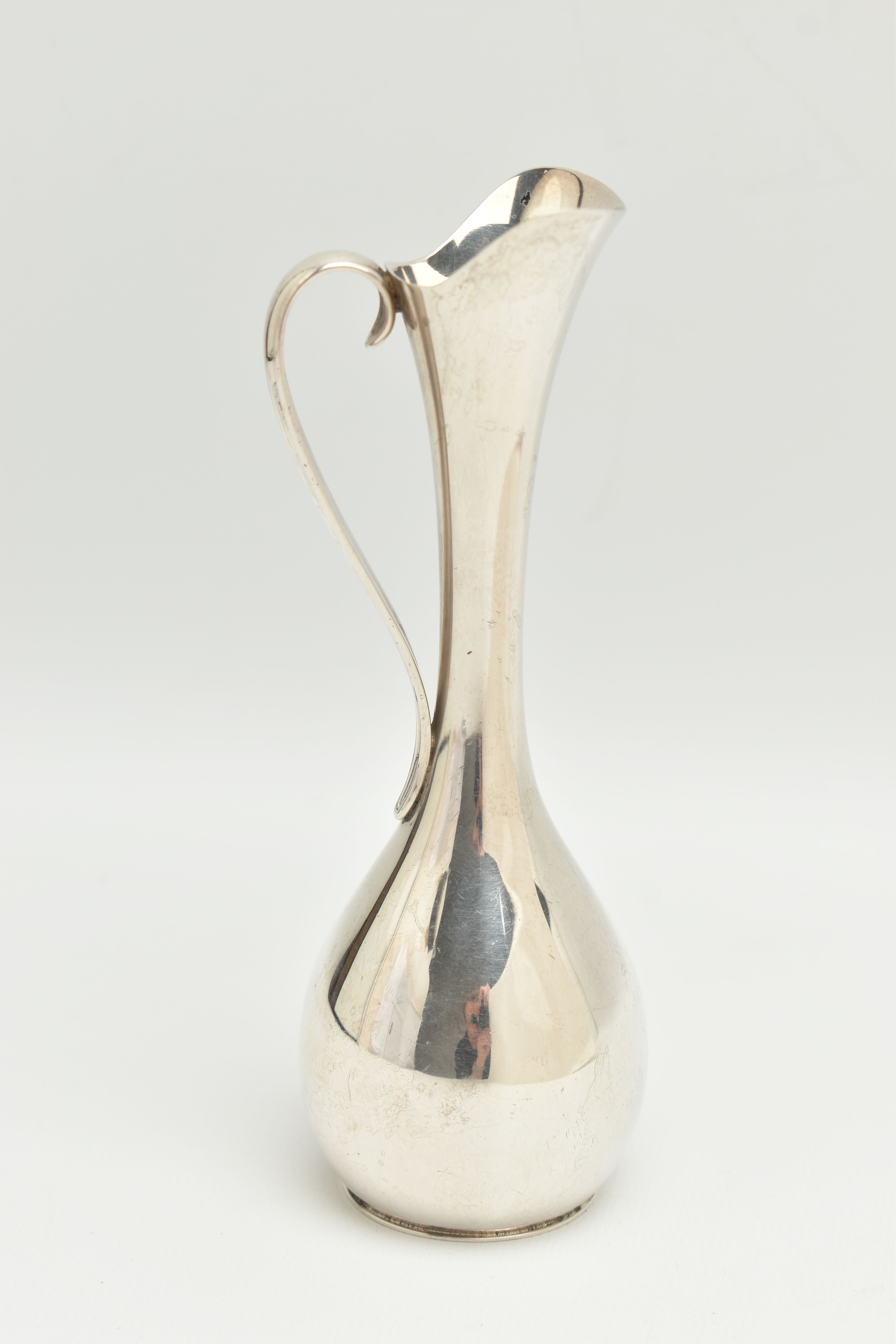 A LATE 20TH CENTURY DANISH SILVER PLATED BUD VASE IN THE FORM OF A JUG, sinuous strap handle, - Image 2 of 6