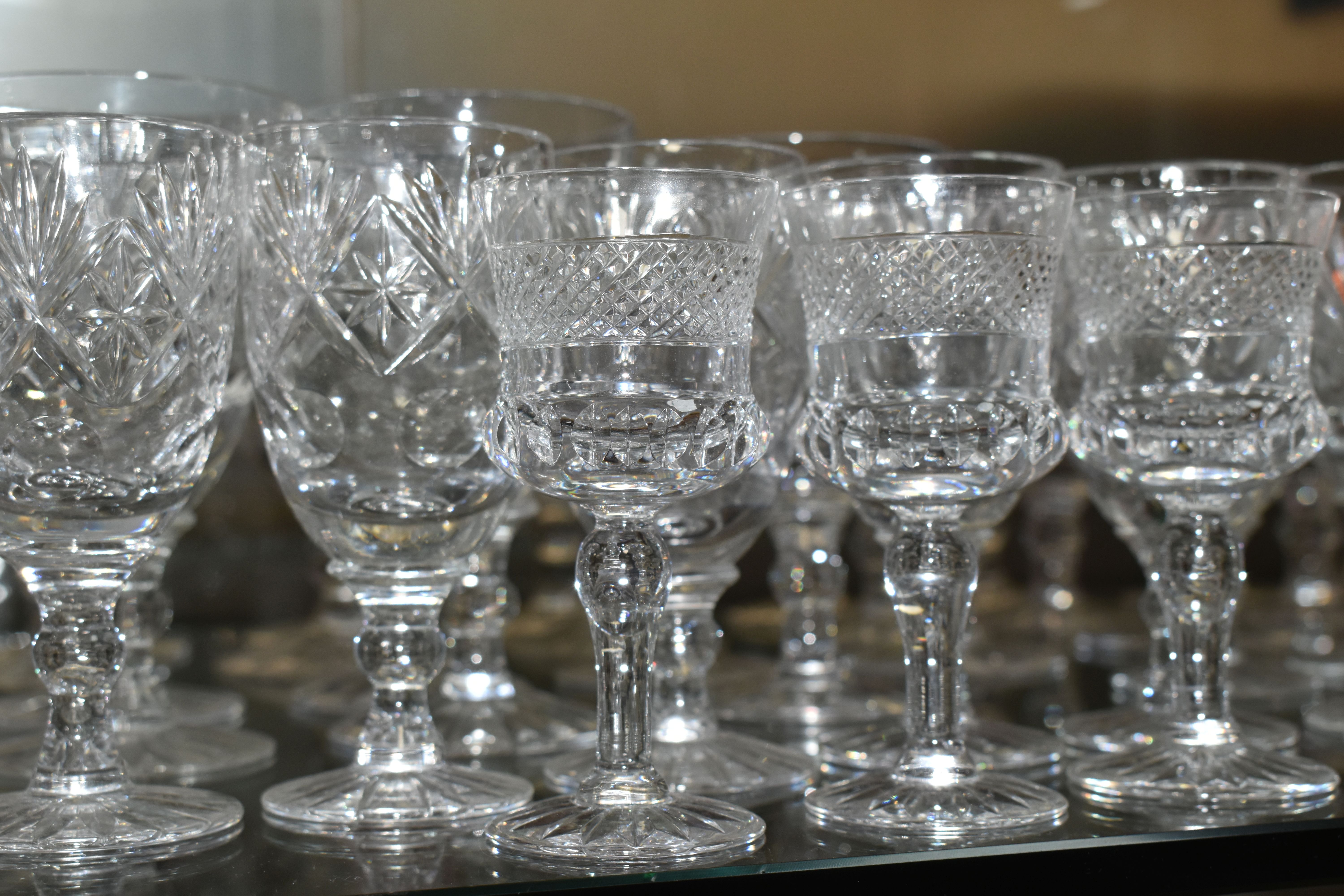 A QUANTITY OF CUT GLASS DRINKING GLASSES, mainly sets or part sets of glasses, tumblers, sherry - Image 12 of 13
