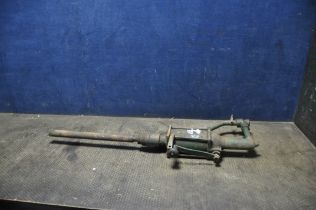 A VINTAGE OIL DRUM HAND PUMP with 2 1/4in and 1 7/8in drum threads, an extendable tube 36in long,