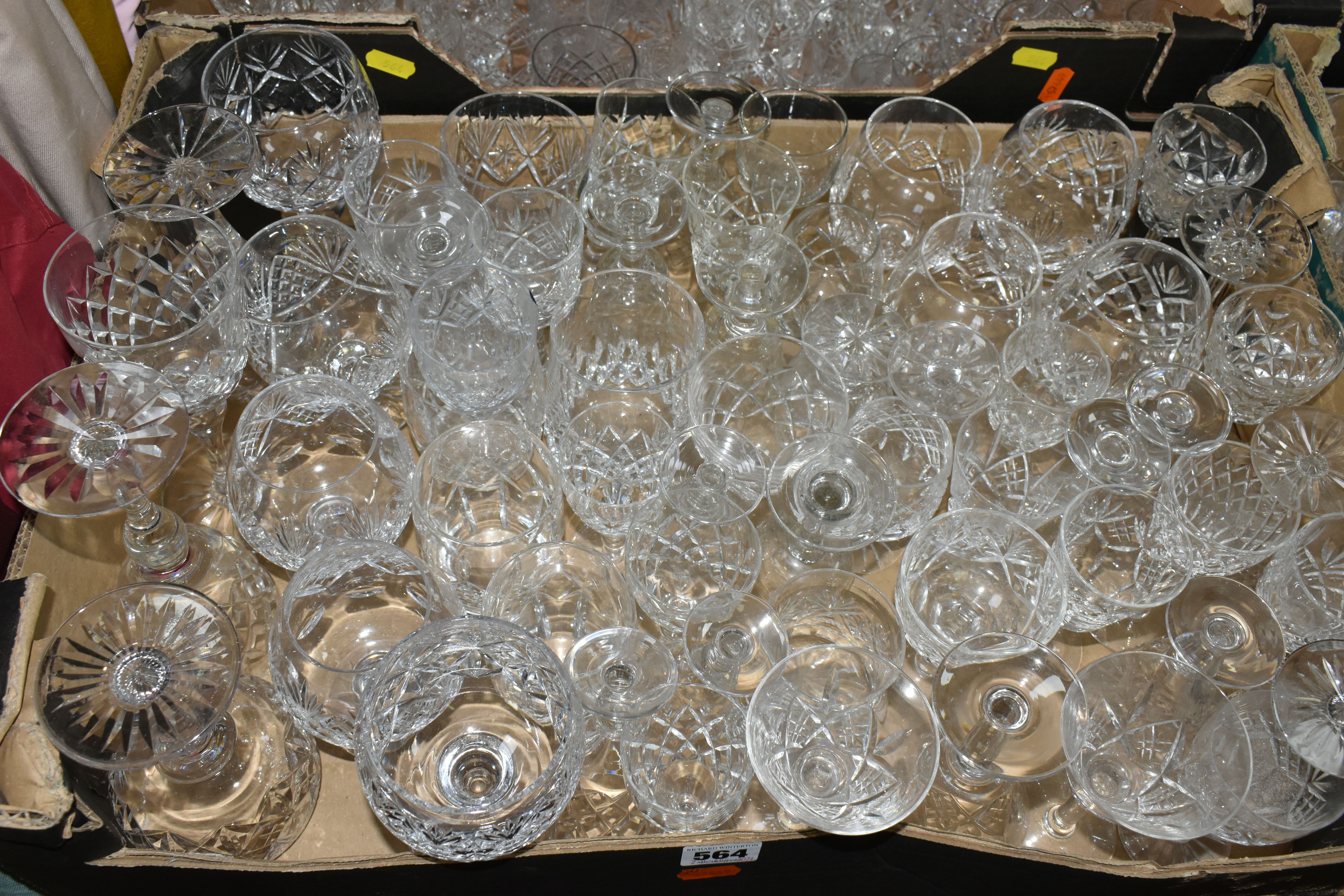 FOUR BOXES OF CUT GLASS, to include whisky tumblers, wine glasses, brandy glasses, port glasses, - Image 3 of 5