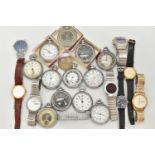 A BOX OF ASSORTED WATCHES, to include twelve 'Ingersoll' pocket watches, together with eight