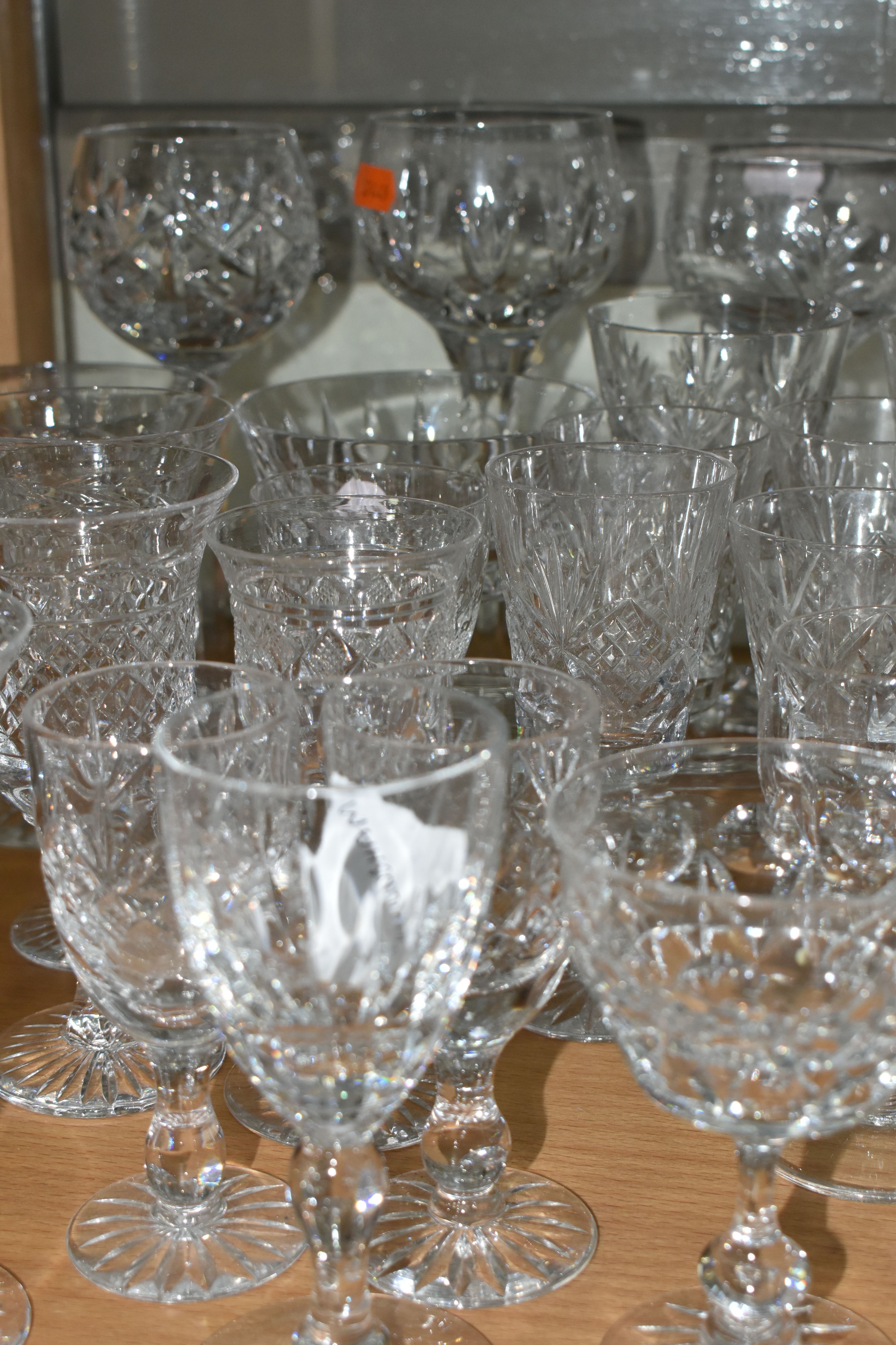 A LARGE QUANTITY OF CUT CRYSTAL WINE GLASSES AND WHISKY TUMBLERS, maker's names include Tudor - Image 4 of 6