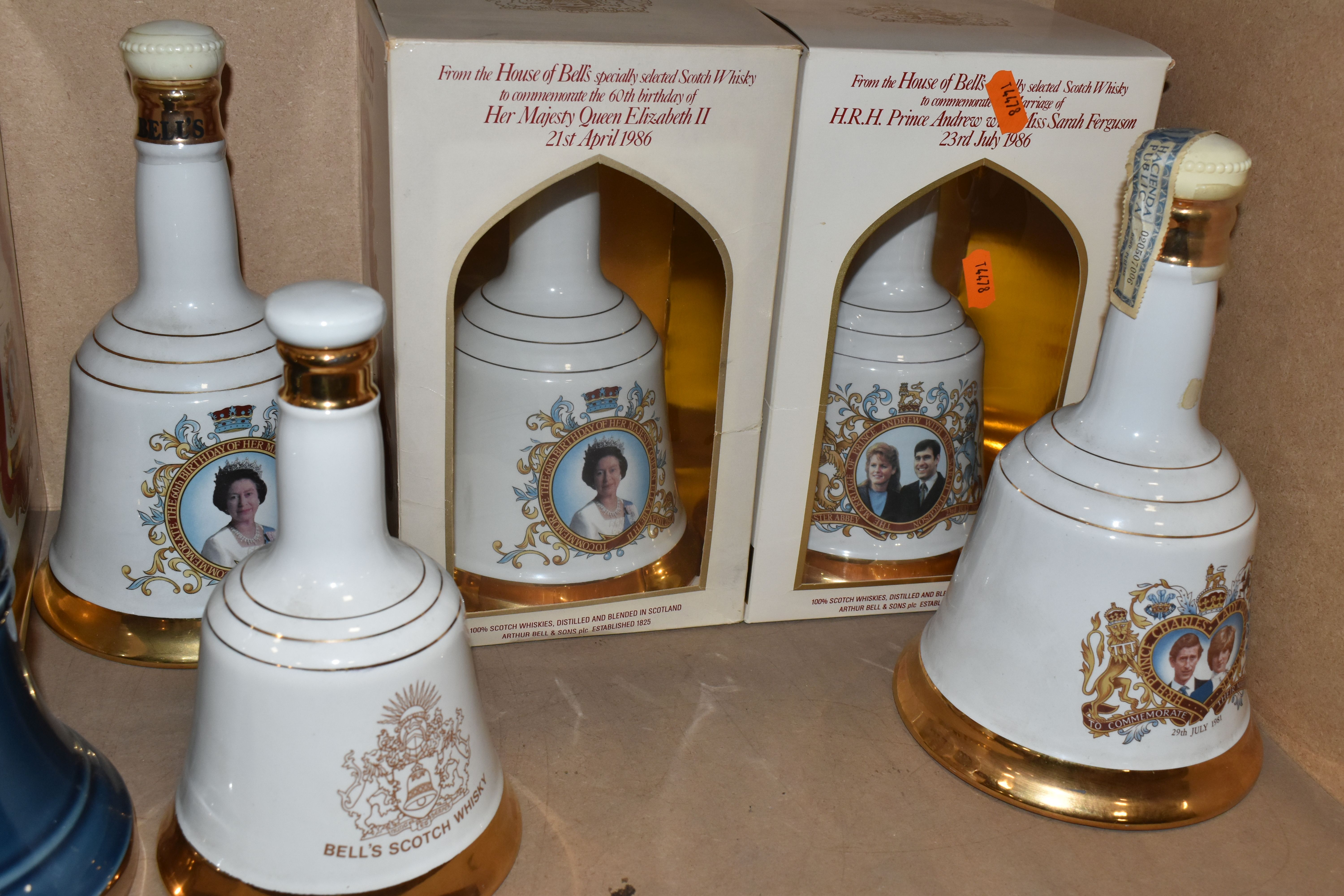 NINE DECANTERS/ BOTTLE OF WHISKY comprising three BELL'S Wade Decanters commemorating the 60th - Image 3 of 3