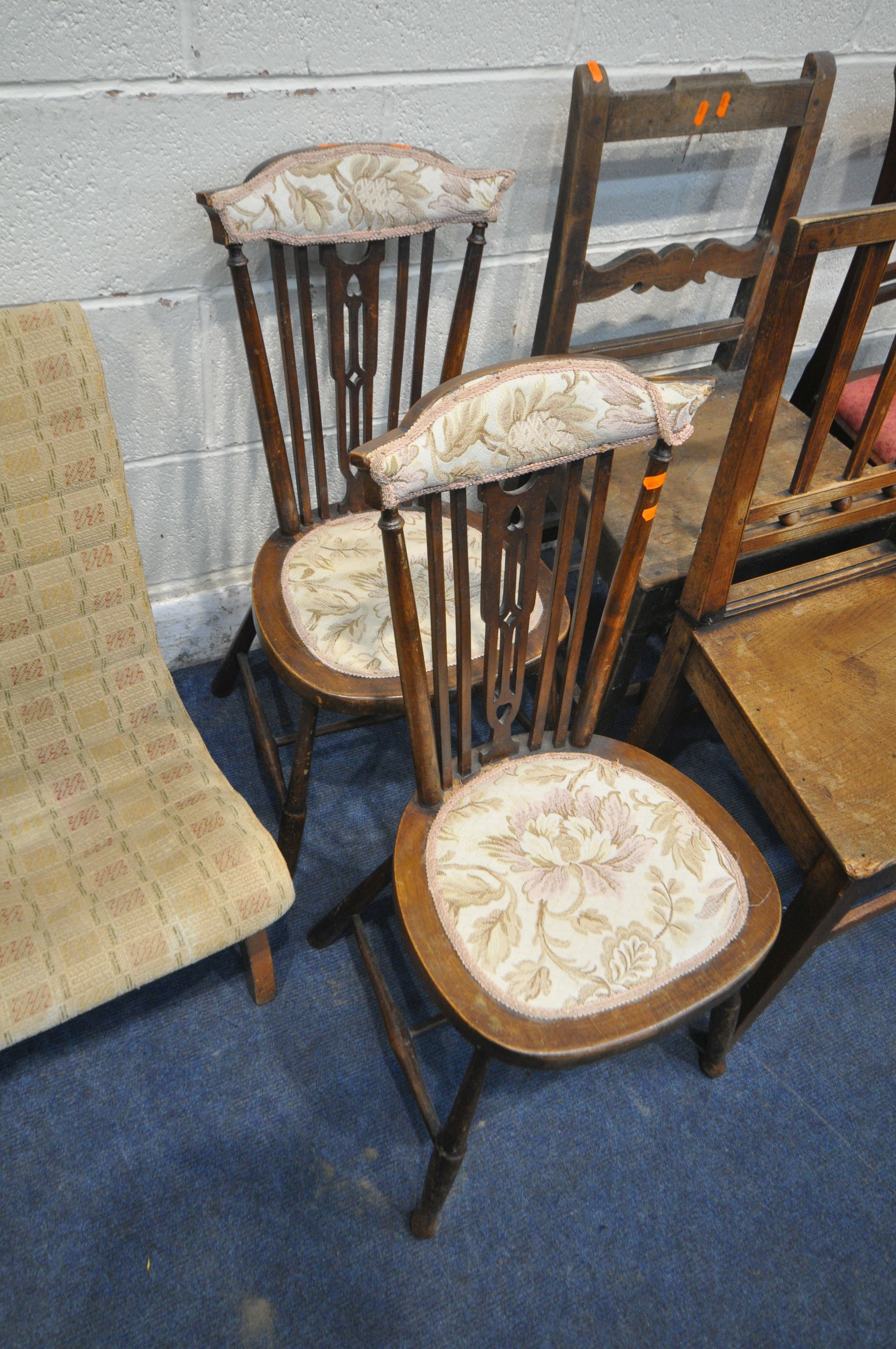 A VARIETY OF CHAIRS, to include a rest assured mini chair, a pair of Edwardian chairs, three oak - Image 3 of 5