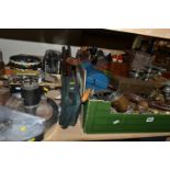 THREE BOXES AND LOOSE METAL WARE, TREEN, HABERDASHERY AND SUNDRY ITEMS, to include a small silver