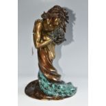 A LIMITED EDITION BONDED BRONZE OR BRONZED RESIN SCULPTURE, depicting two figures in an embrace,