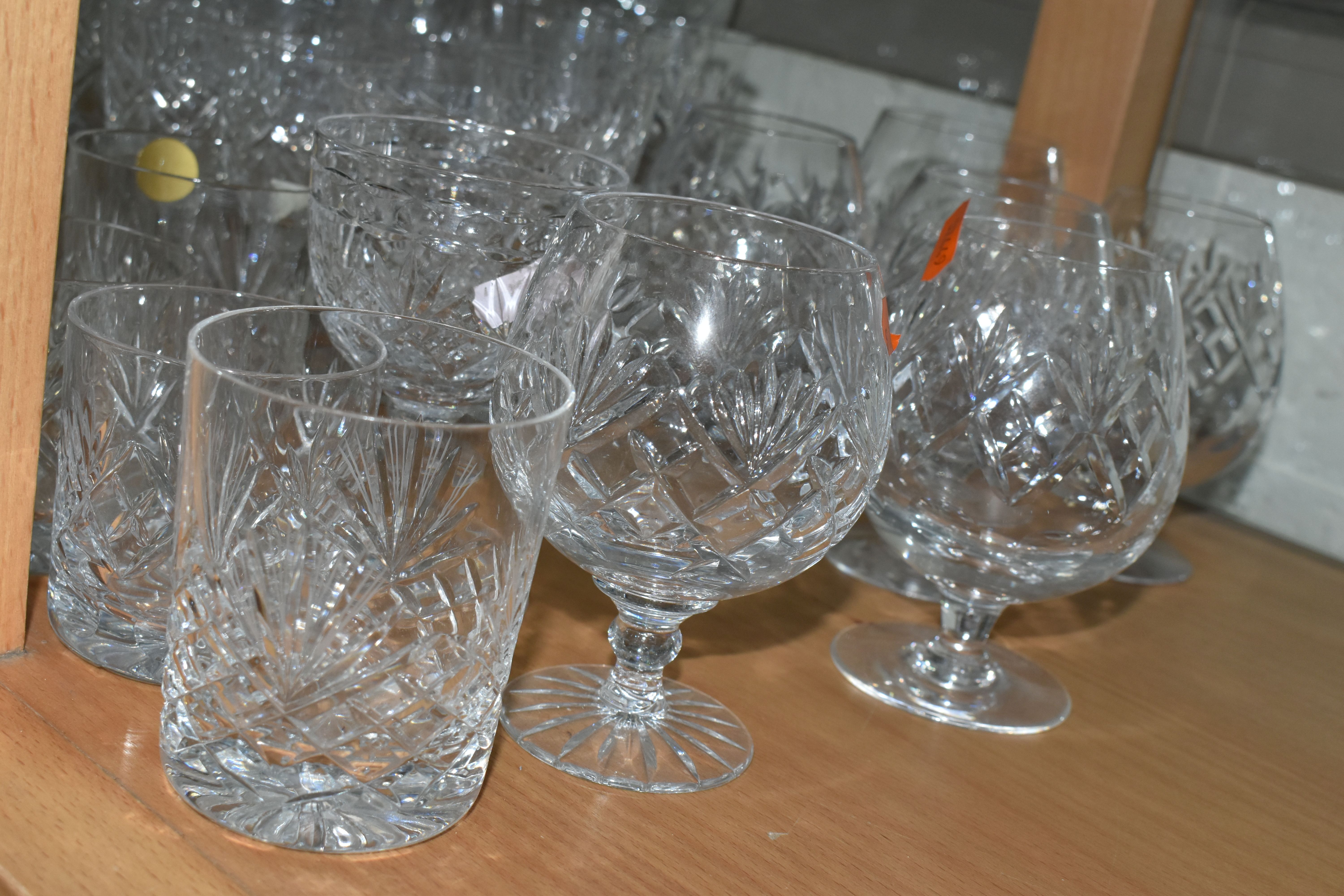 A LARGE QUANTITY OF CUT CRYSTAL WINE GLASSES AND WHISKY TUMBLERS, maker's names include Tudor - Image 6 of 6