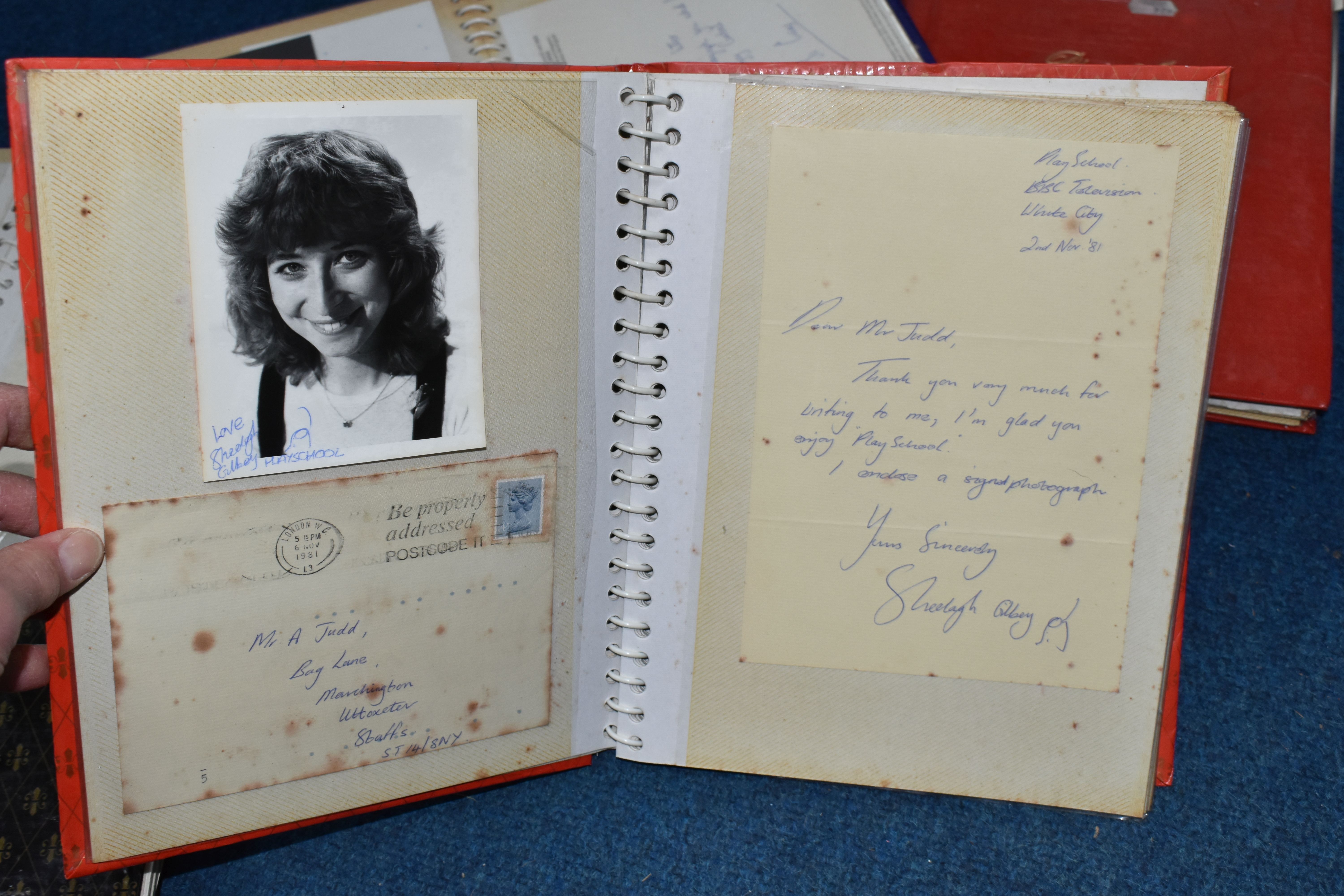 A BOX OF AUTOGRAPHS, in six adhesive albums, mainly signed studio cards and photographs, early - Image 8 of 17