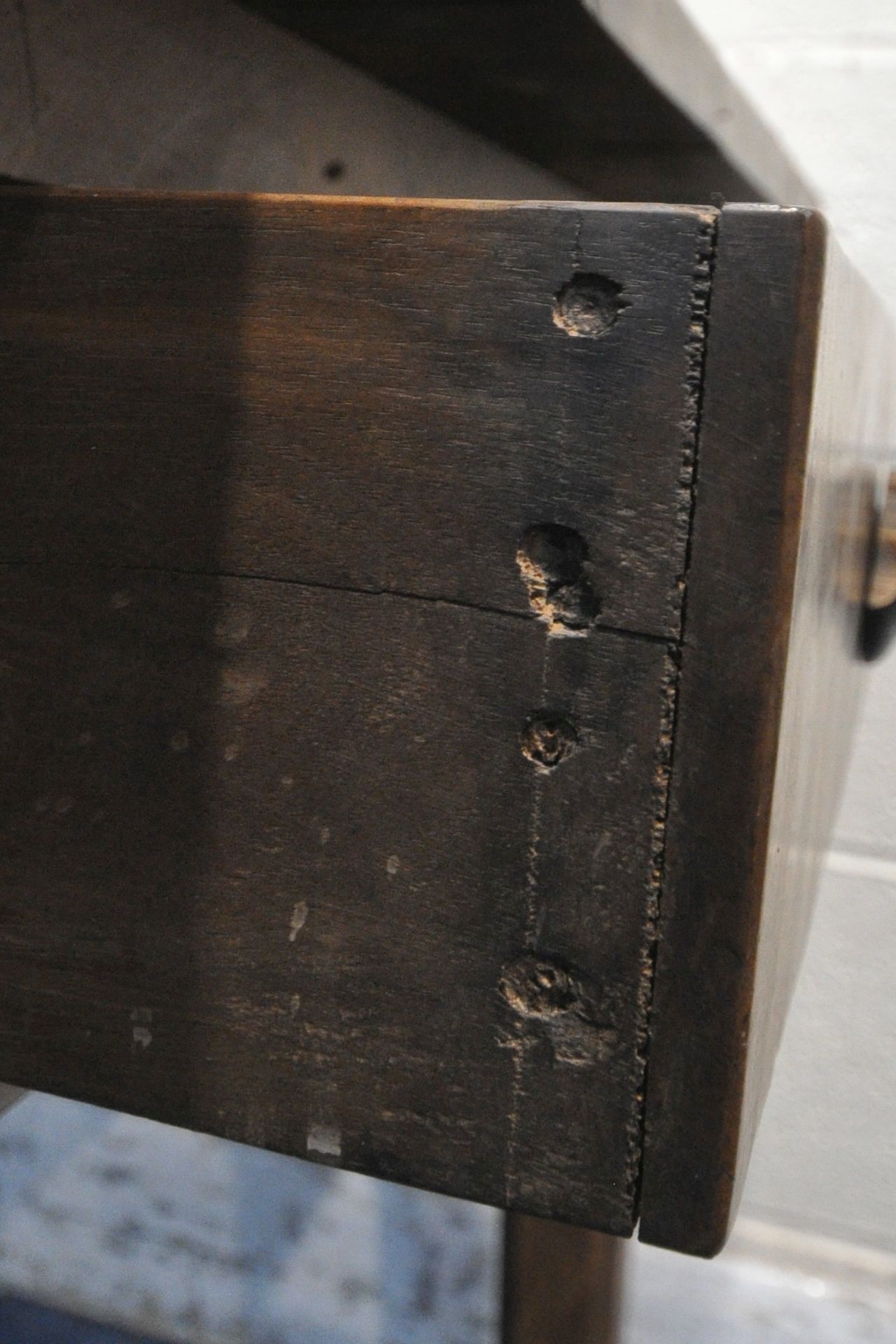A 19TH CENTURY SYCAMORE RECTANGULAR PLANK TOP FARMHOUSE TABLE, with frieze drawer to each end, - Image 7 of 7