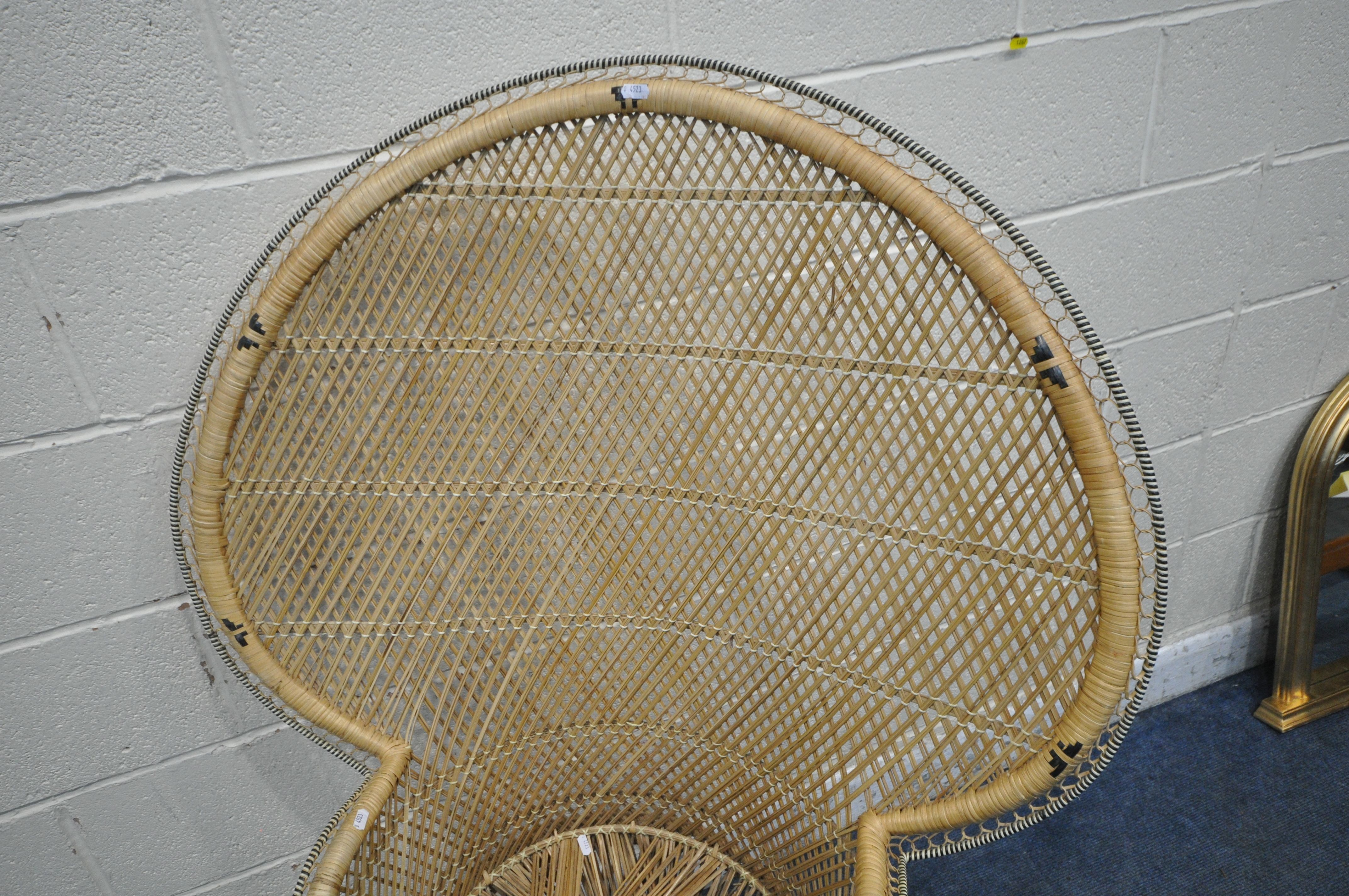 A 20TH CENTURY WICKER PEACOCK CHAIR, width 96cm x depth 61cm x height 137cm (condition report: - Image 2 of 4
