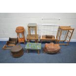 A SELECTION OF OCCASIONAL FURNITURE, to include a nest of two tables, a beech stool, three