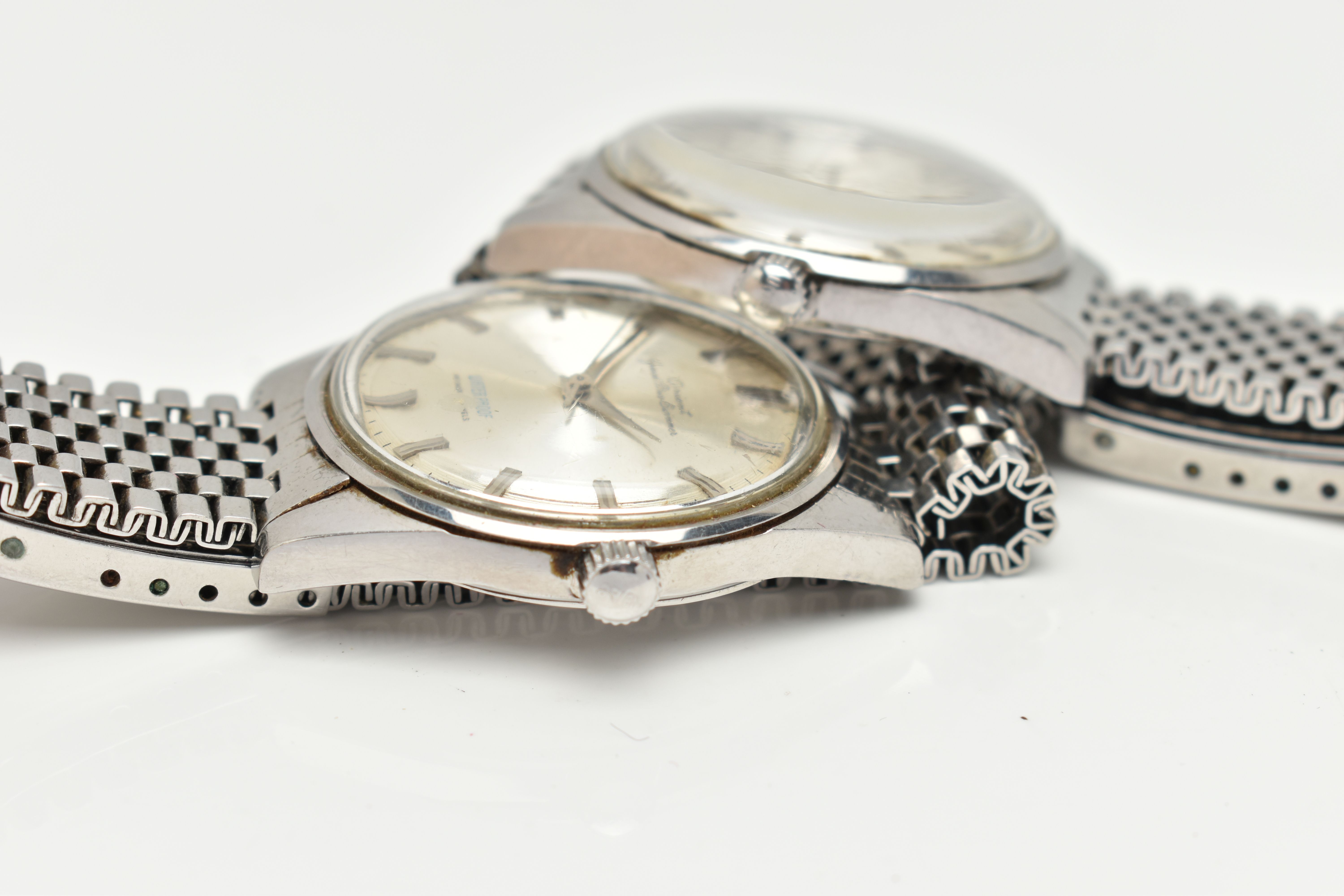 TWO 'GRAND PRIX ORIENT SWIMMER' WRISTWATCHES, hand wound movement, baton markers, stainless steel - Image 3 of 9