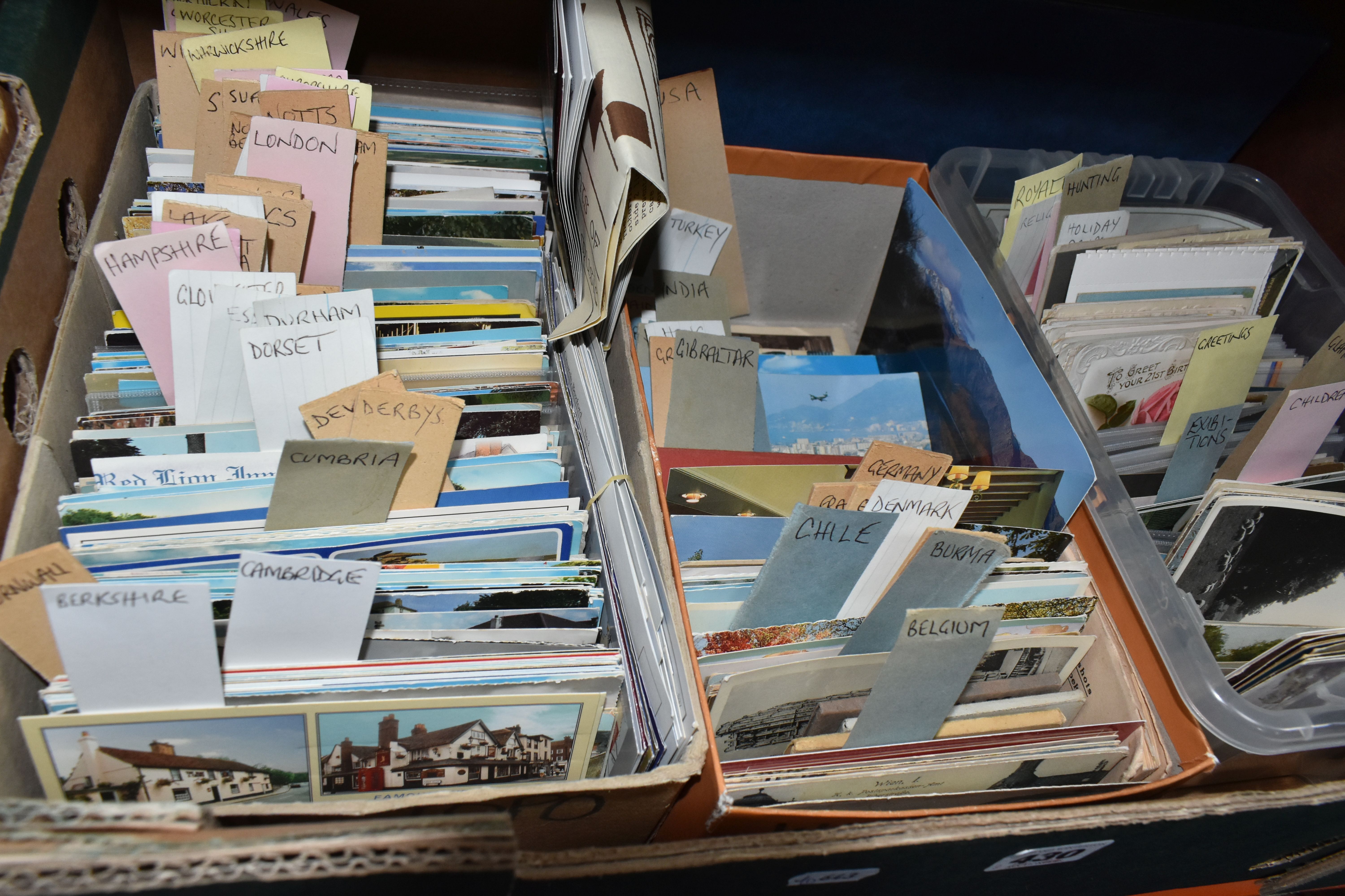 TWO BOXES OF POSTCARDS, hundreds of mainly late twentieth century/modern cards, with some early - Image 2 of 4