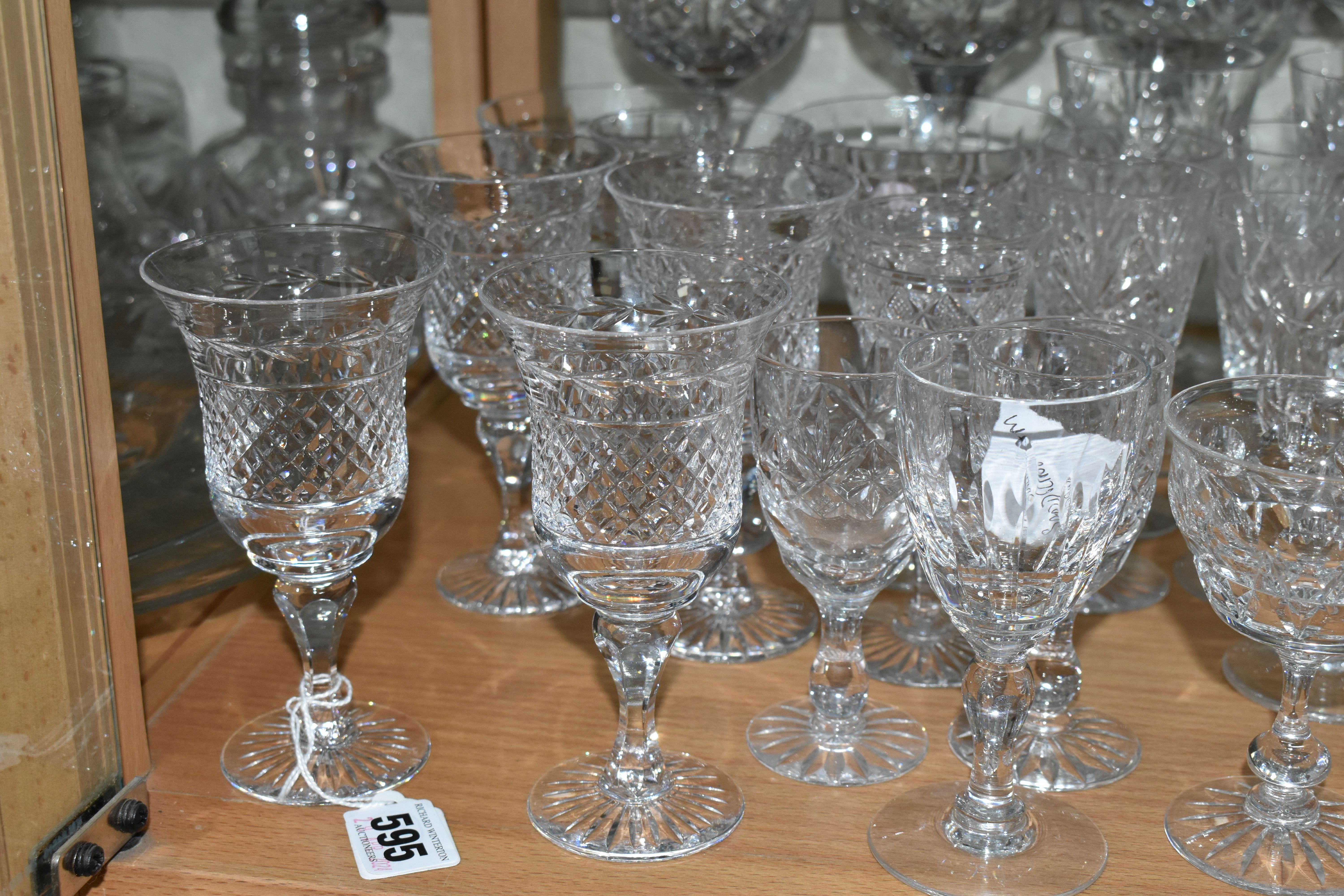 A LARGE QUANTITY OF CUT CRYSTAL WINE GLASSES AND WHISKY TUMBLERS, maker's names include Tudor - Image 2 of 6