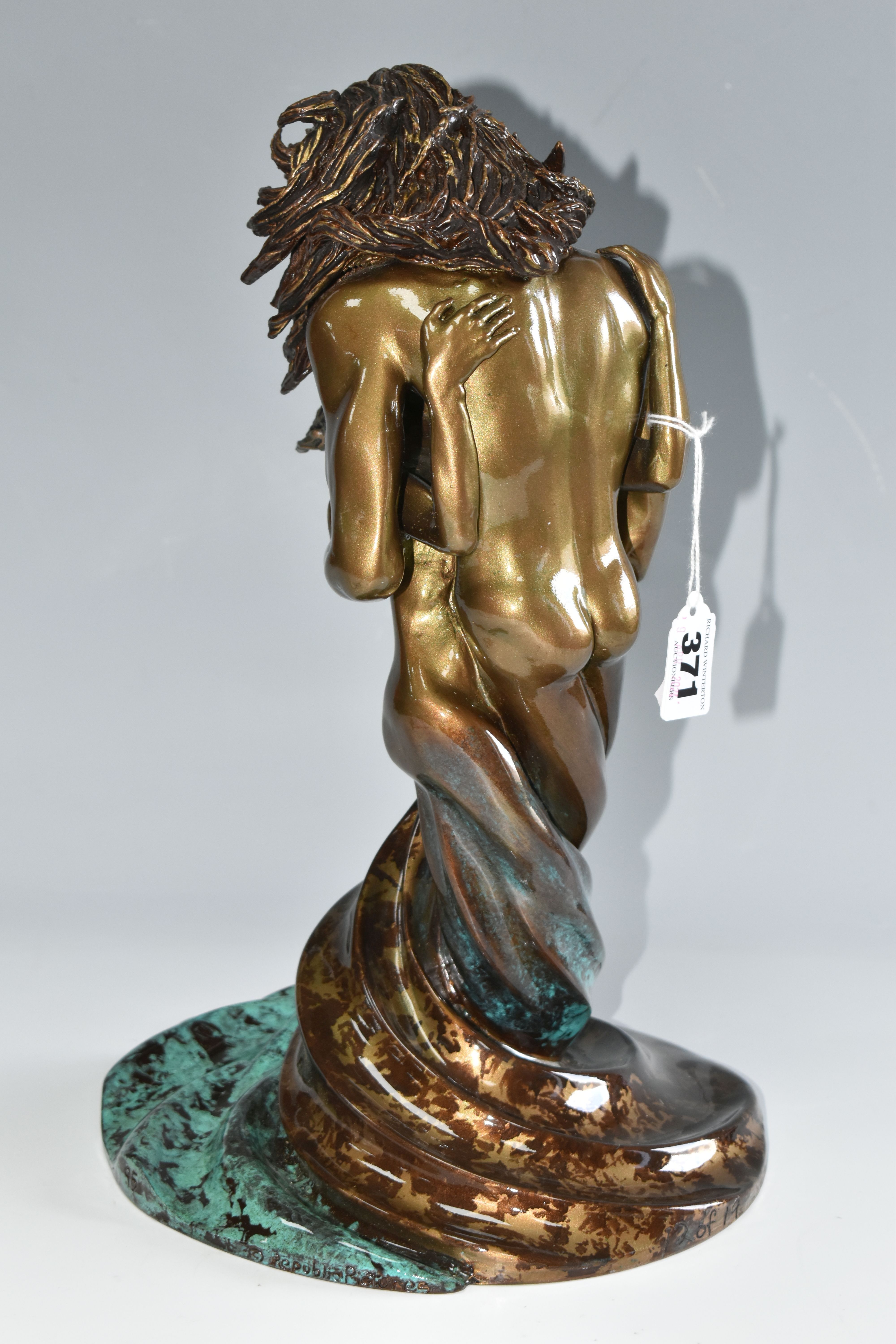 A LIMITED EDITION BONDED BRONZE OR BRONZED RESIN SCULPTURE, depicting two figures in an embrace, - Image 3 of 6
