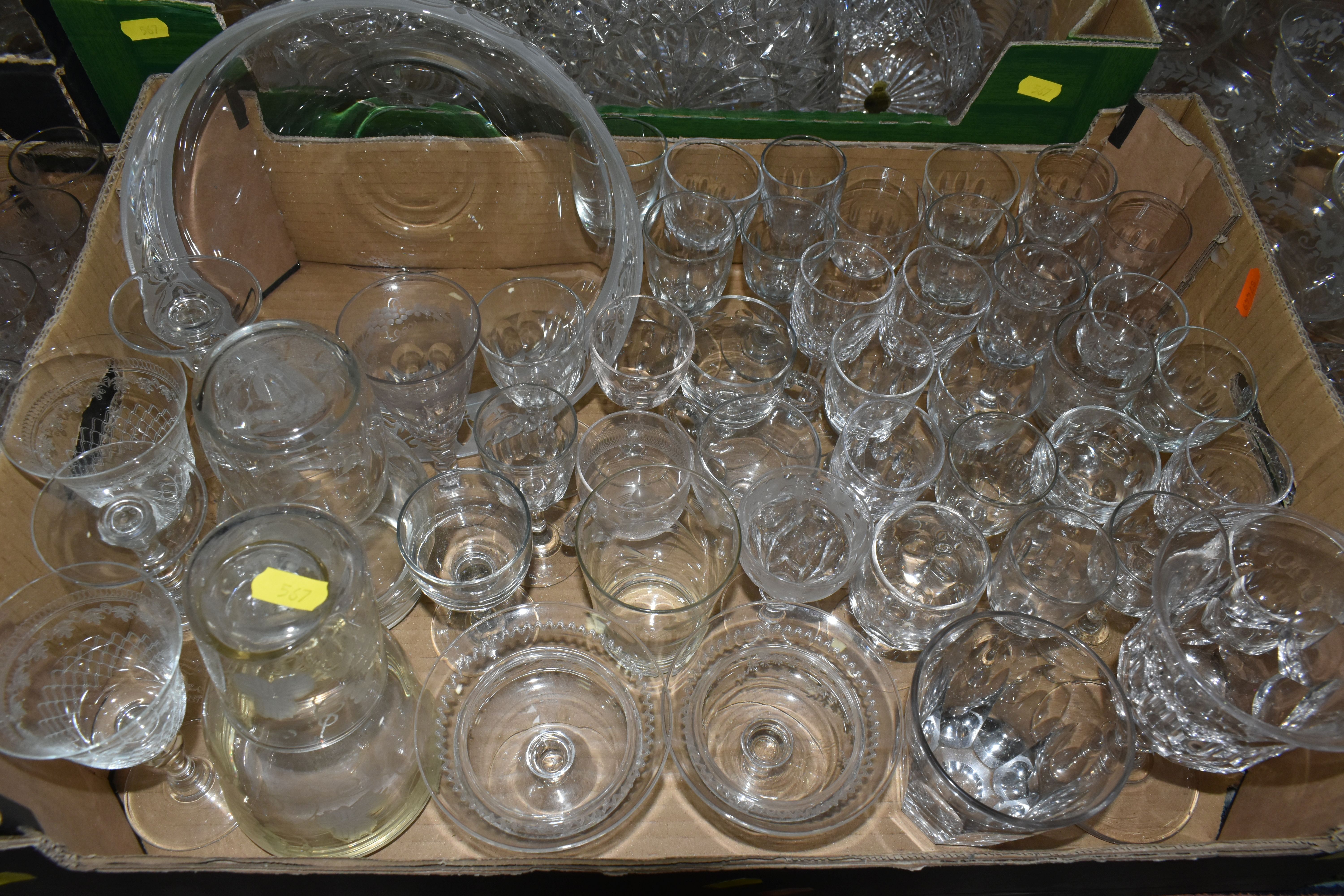 FIVE BOXES OF CUT GLASS AND GLASSWARE, to include Webb Corbett fruit bowls, dessert dishes, two - Image 3 of 6