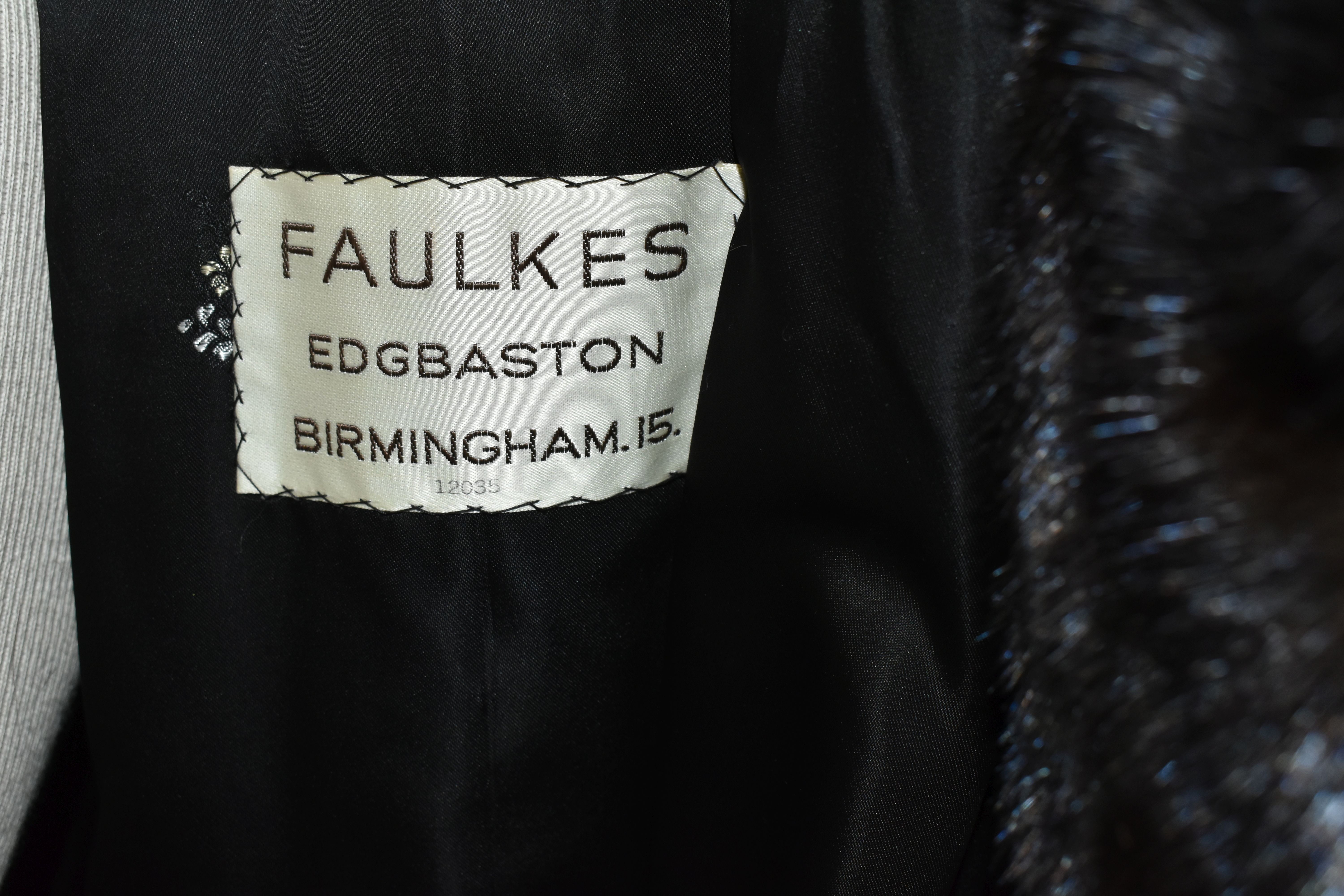 A LADIES' ANKLE LENGTH DARK BROWN FUR COAT, made by Faulkes of Edgbaston, approximate size 12 (1) ( - Image 4 of 6