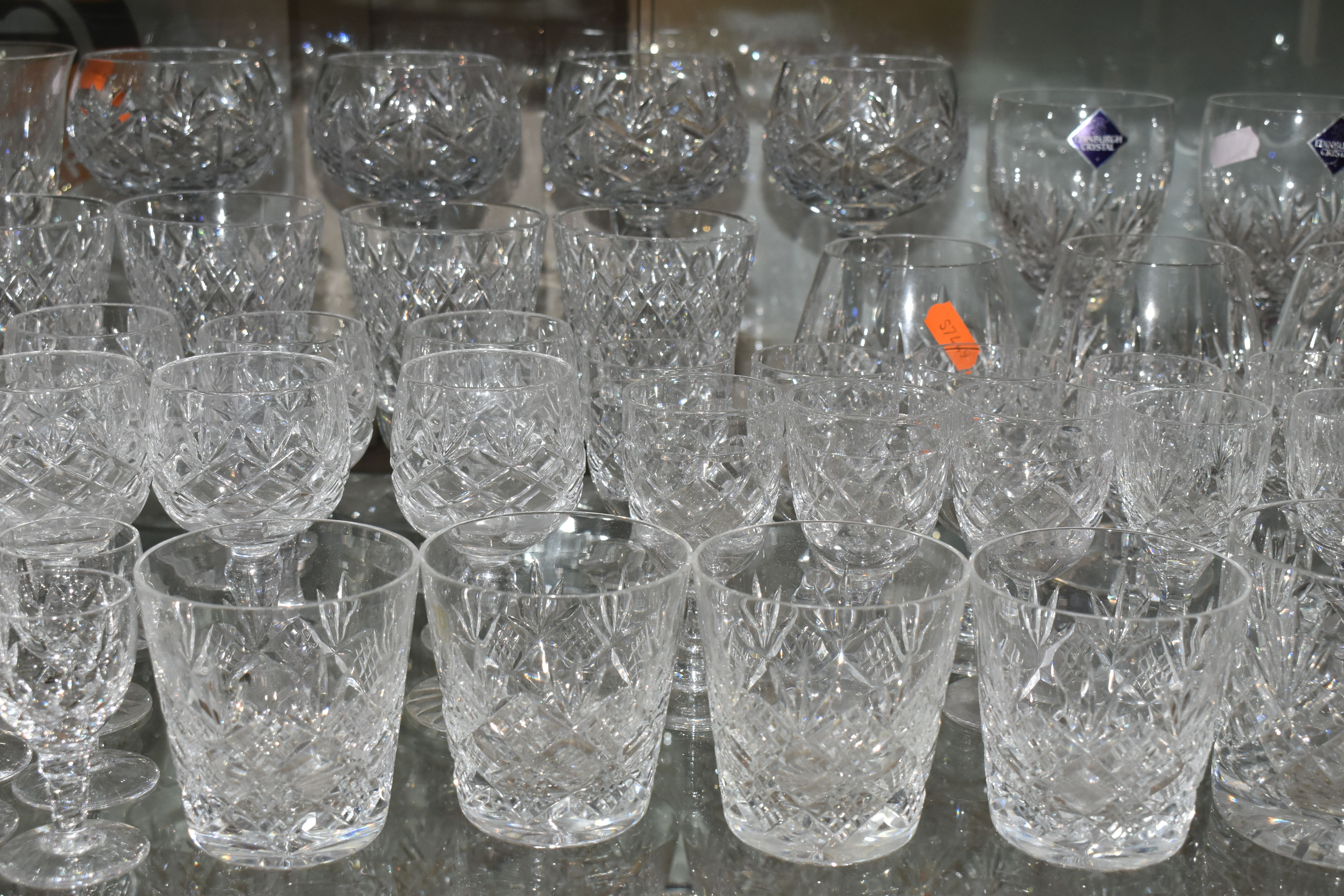 A LARGE QUANTITY OF ASSORTED CUT CRYSTAL DRINKING GLASSES, comprising Tutbury Crystal whisky - Image 5 of 10