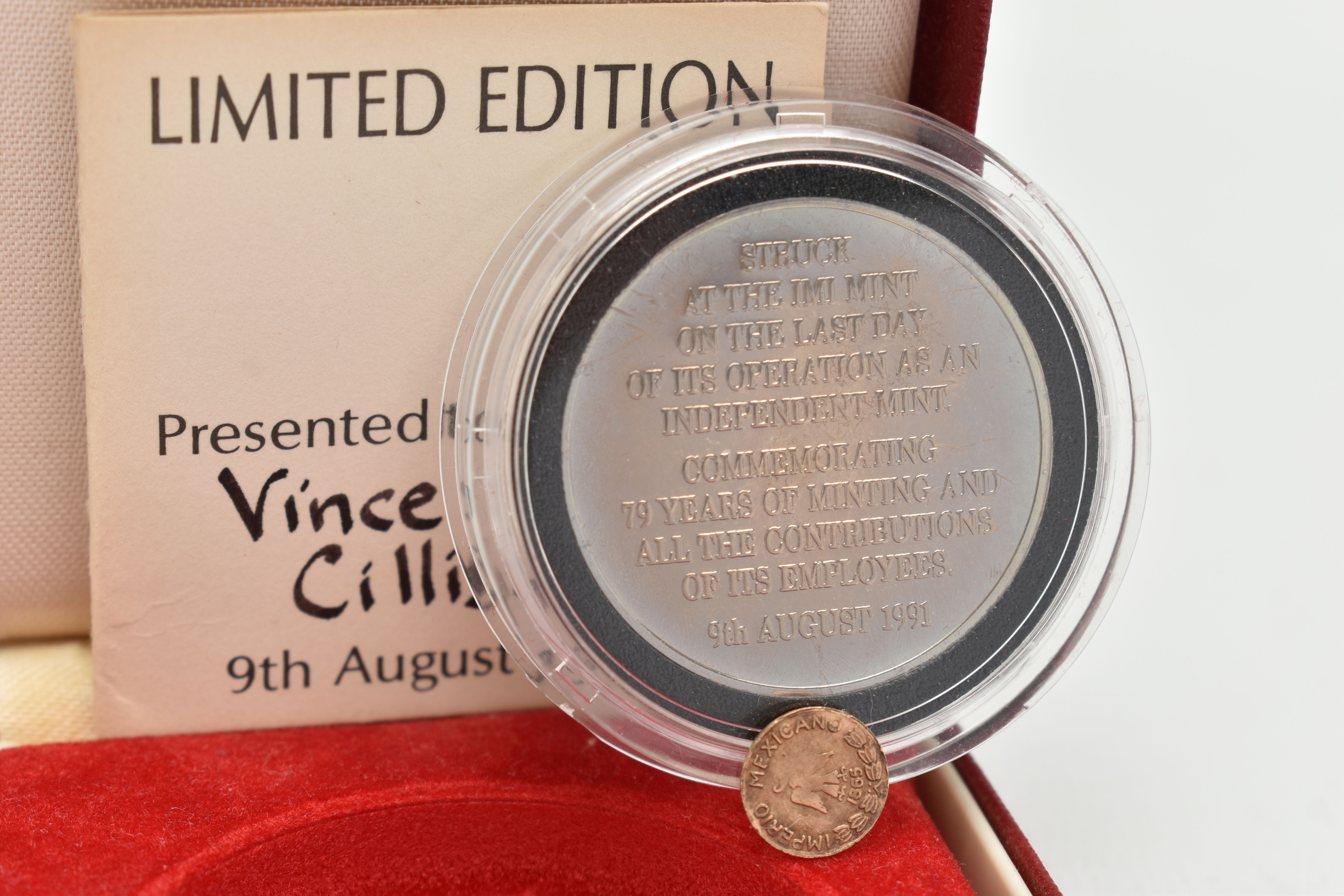TWO COINS, to include a small gold 0.5 gram Mexican wedding token, dated 1865, and a cased Limited - Image 2 of 2