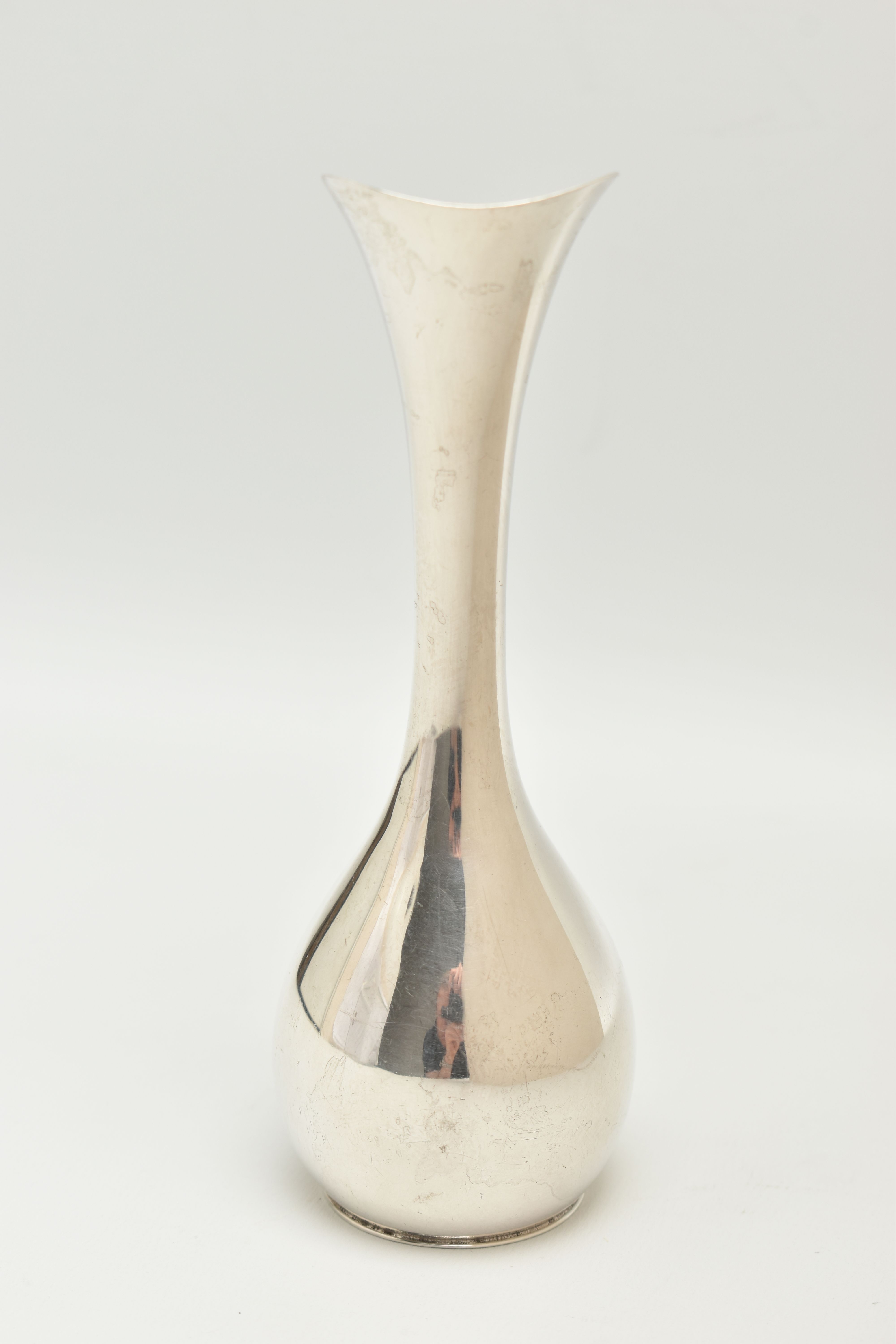 A LATE 20TH CENTURY DANISH SILVER PLATED BUD VASE IN THE FORM OF A JUG, sinuous strap handle, - Image 4 of 6