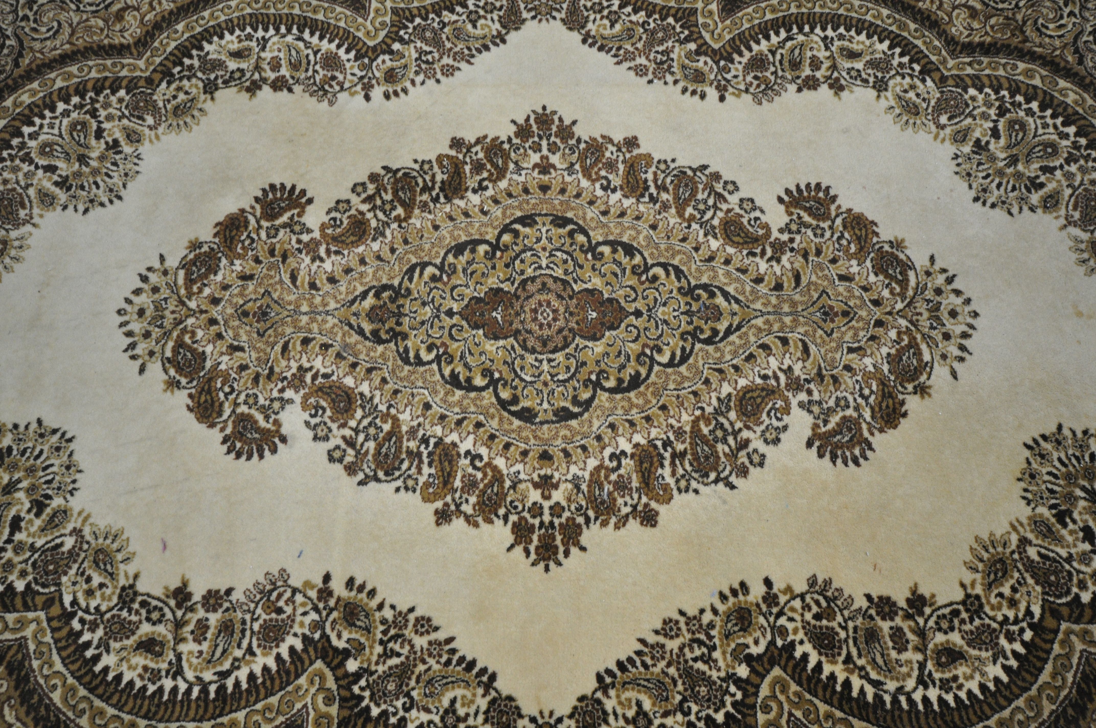 A PRADO KASHAN SUPER RUG, with a beige field, central medallion, repeating foliate patterns and a - Image 3 of 8