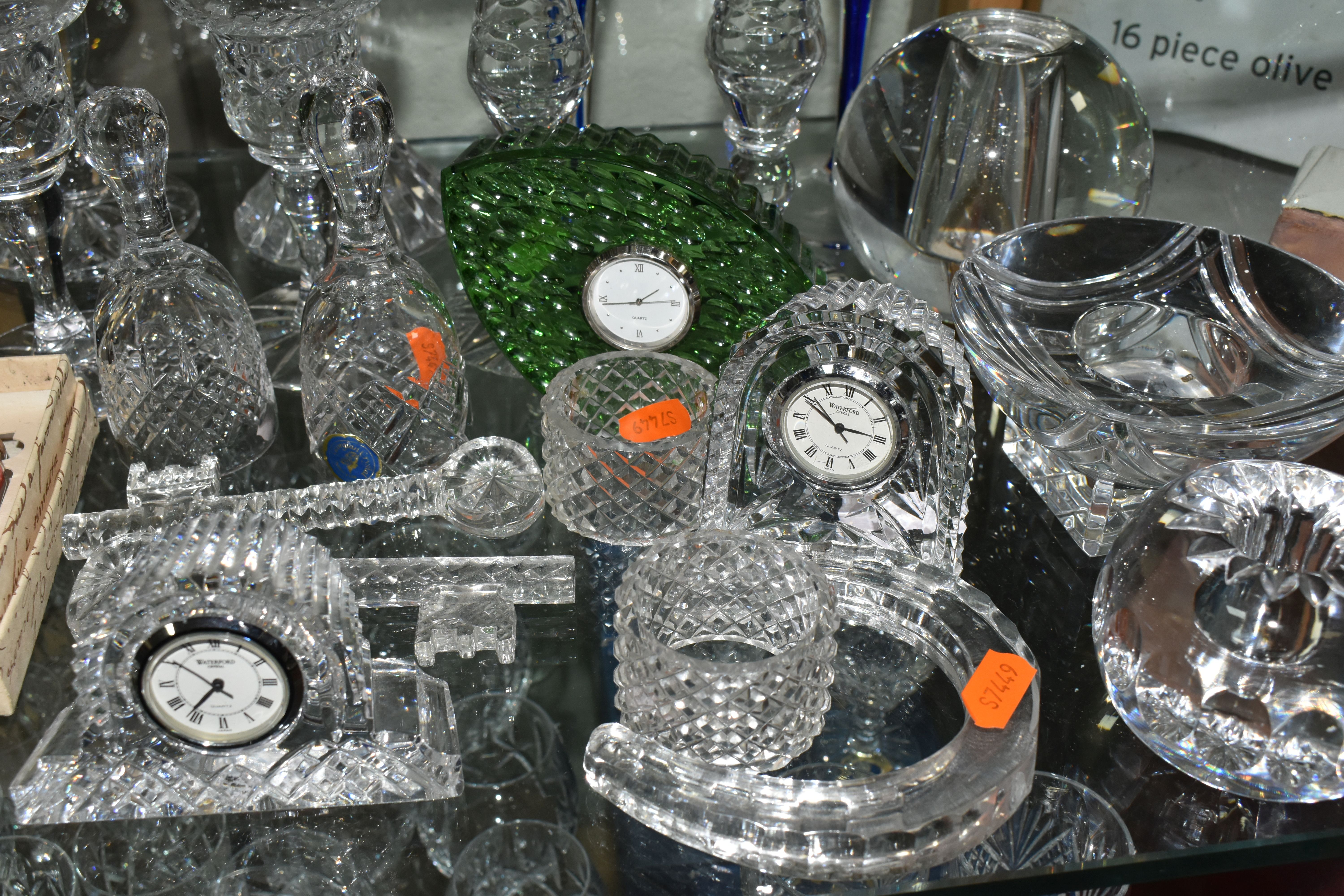 A GROUP OF CUT GLASS CLOCKS, CANDLE HOLDERS, INKSTAND AND BOXED INK SET, a Georgian novelty pipe, - Image 11 of 12