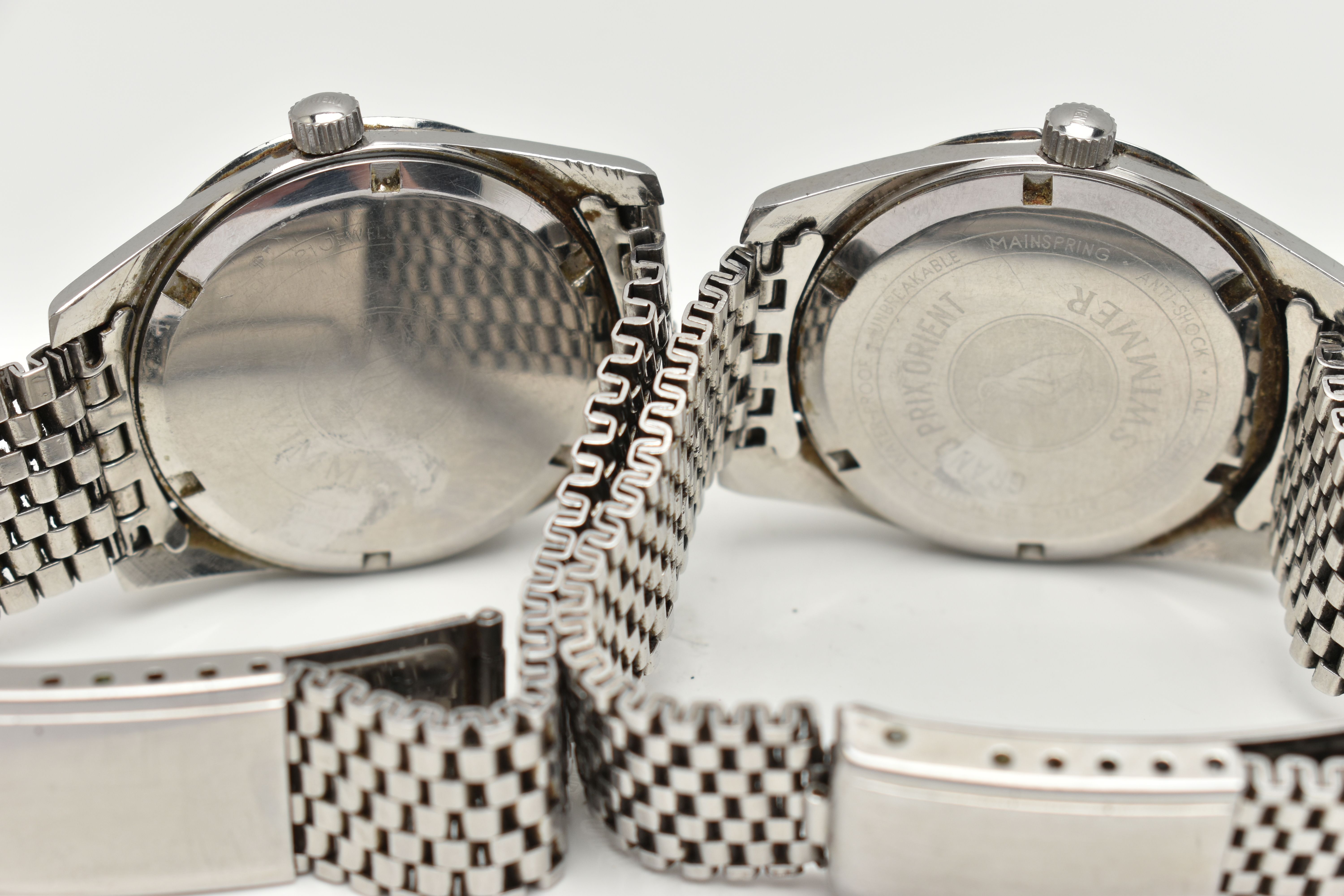 TWO 'GRAND PRIX ORIENT SWIMMER' WRISTWATCHES, hand wound movement, baton markers, stainless steel - Image 2 of 9