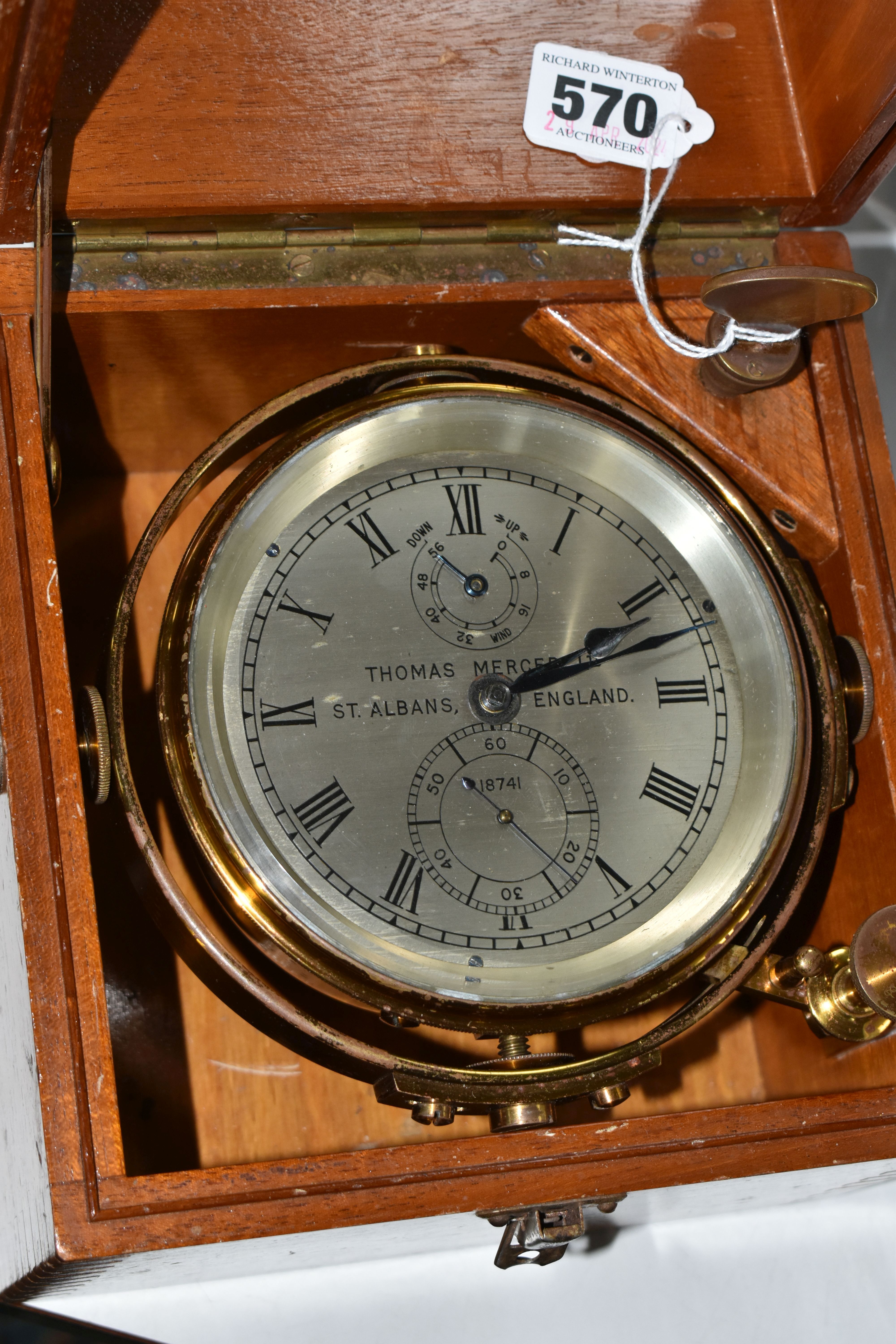 A MID 20TH CENTURY WALNUT CASED MARINE CHRONOMETER BY THOMAS MERCER LTD, SUPPLIED BY JOHN LILLIE & - Image 2 of 10