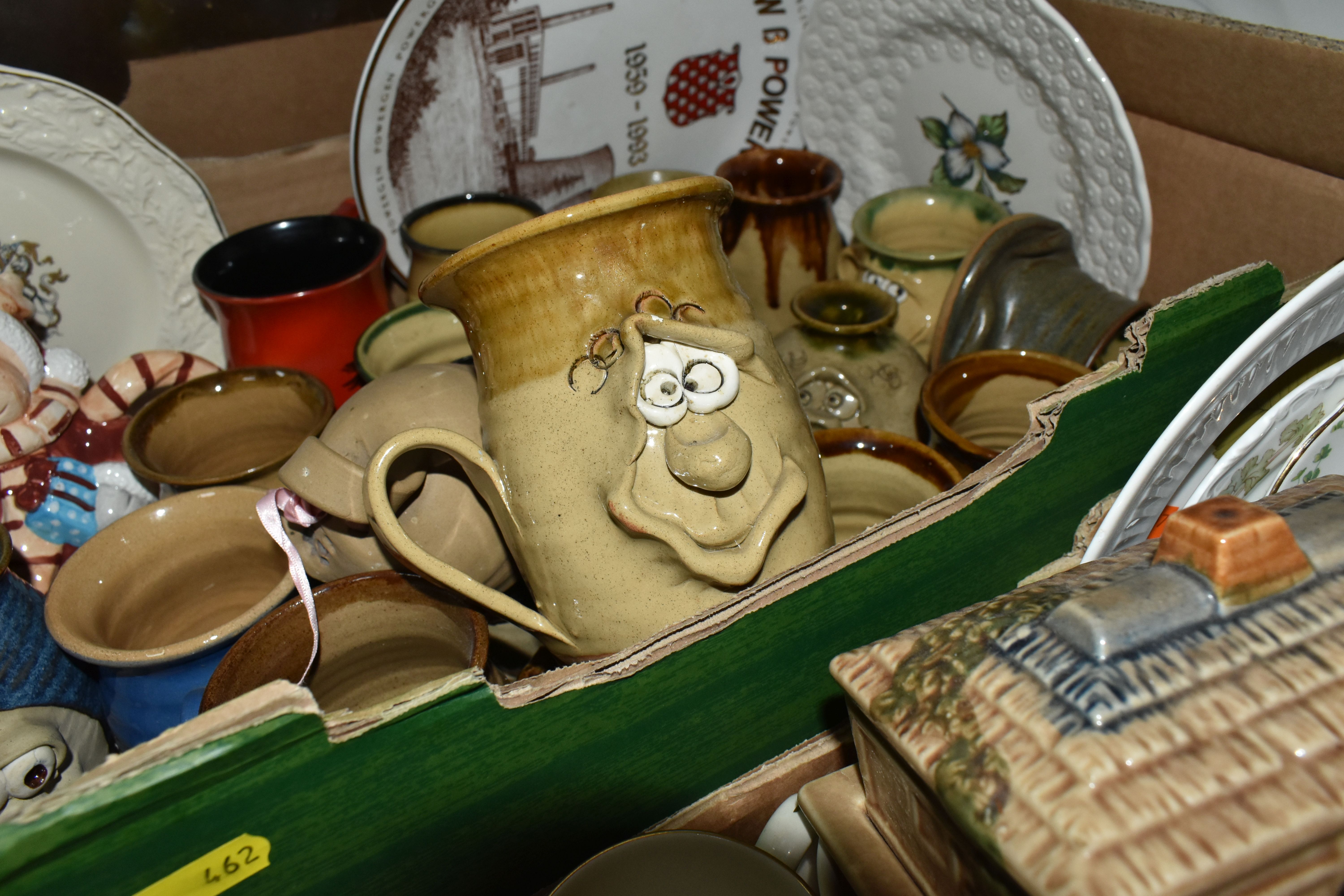 THREE BOXES AND LOOSE CERAMICS, to include a collection of Pretty Ugly Pottery mugs, a Midwinter ' - Image 4 of 10