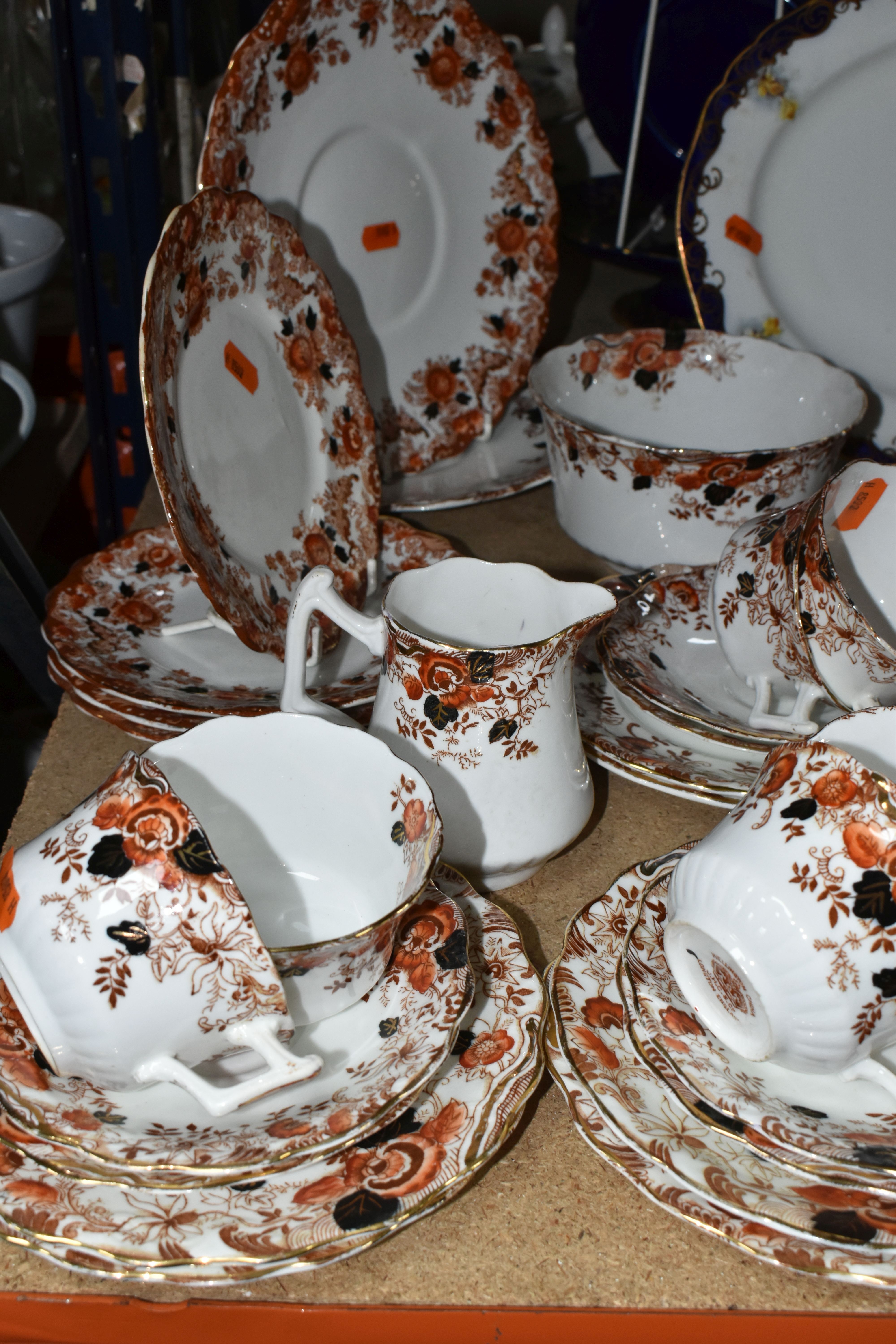 A GROUP OF LATE 19TH CENTURY TEA WARE, to include an Adderley tea set pattern 9854, decorated with - Image 2 of 10