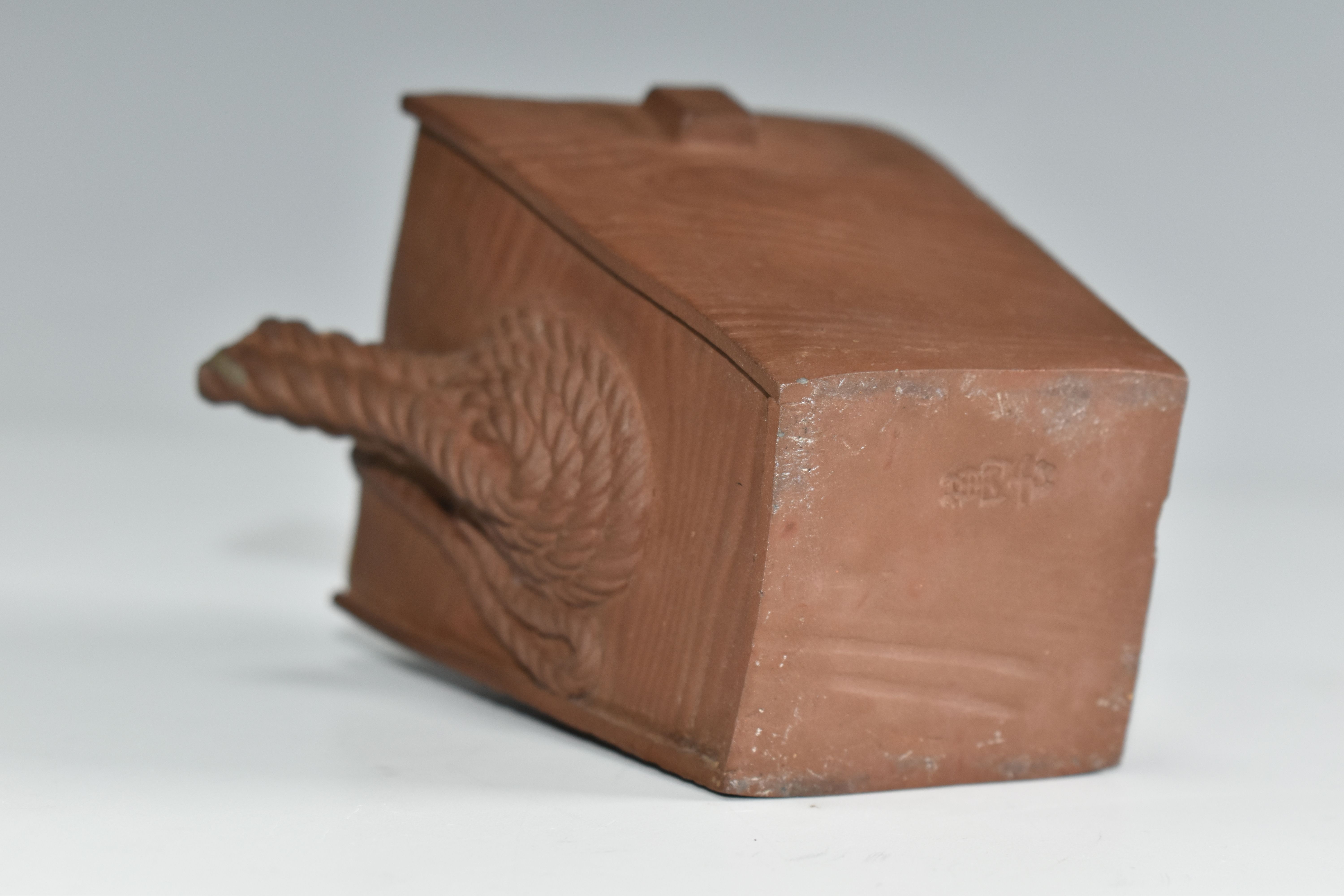 AN EARLY 20TH CENTURY / LATE QING CHINESE YIXING TEAPOT, of tapered square form, replicating the - Image 5 of 7