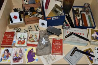A COLLECTION OF VINTAGE FOUNTAIN PENS, PLAYING CARDS AND SUNDRIES, to include a set of Walt Disney