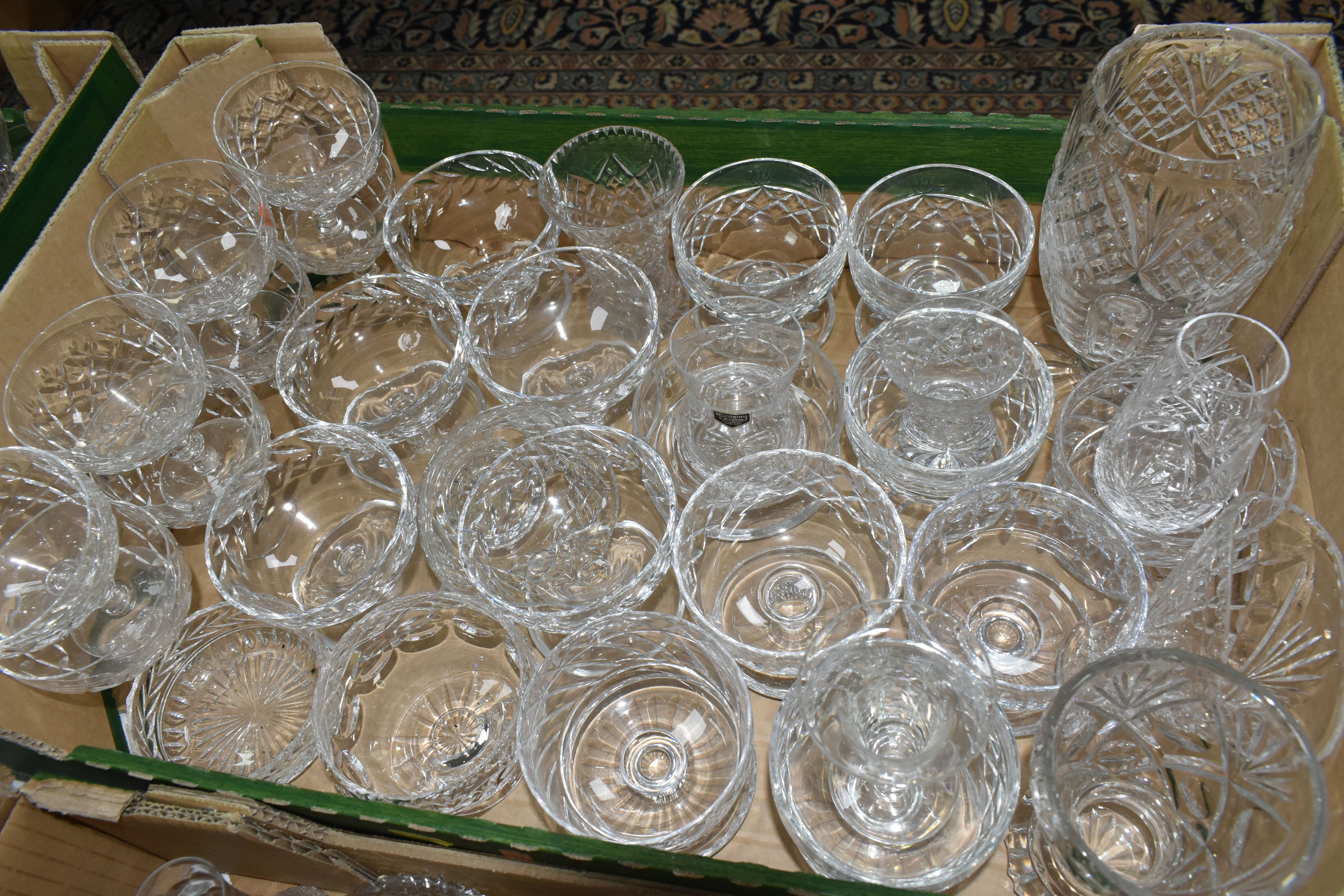 FOUR BOXES AND LOOSE CUT GLASS VASES, DISHES AND BOWLS, to include Webb Corbett dessert dishes, - Image 6 of 6
