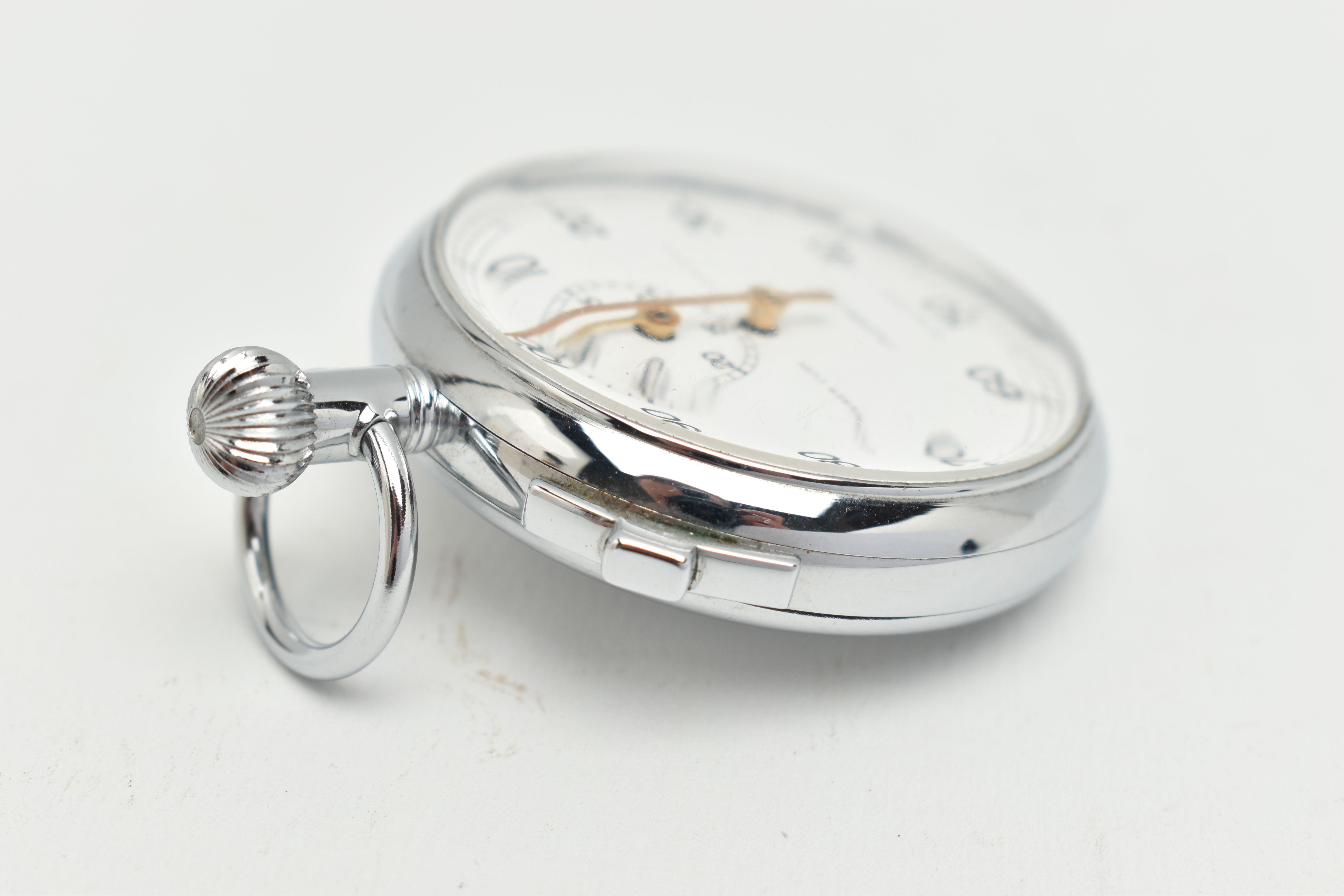 A CAMERER CUSS LONDON INCABLOC CHROME CASED STOPWATCH, white painted dial marked in 10 second - Image 3 of 4